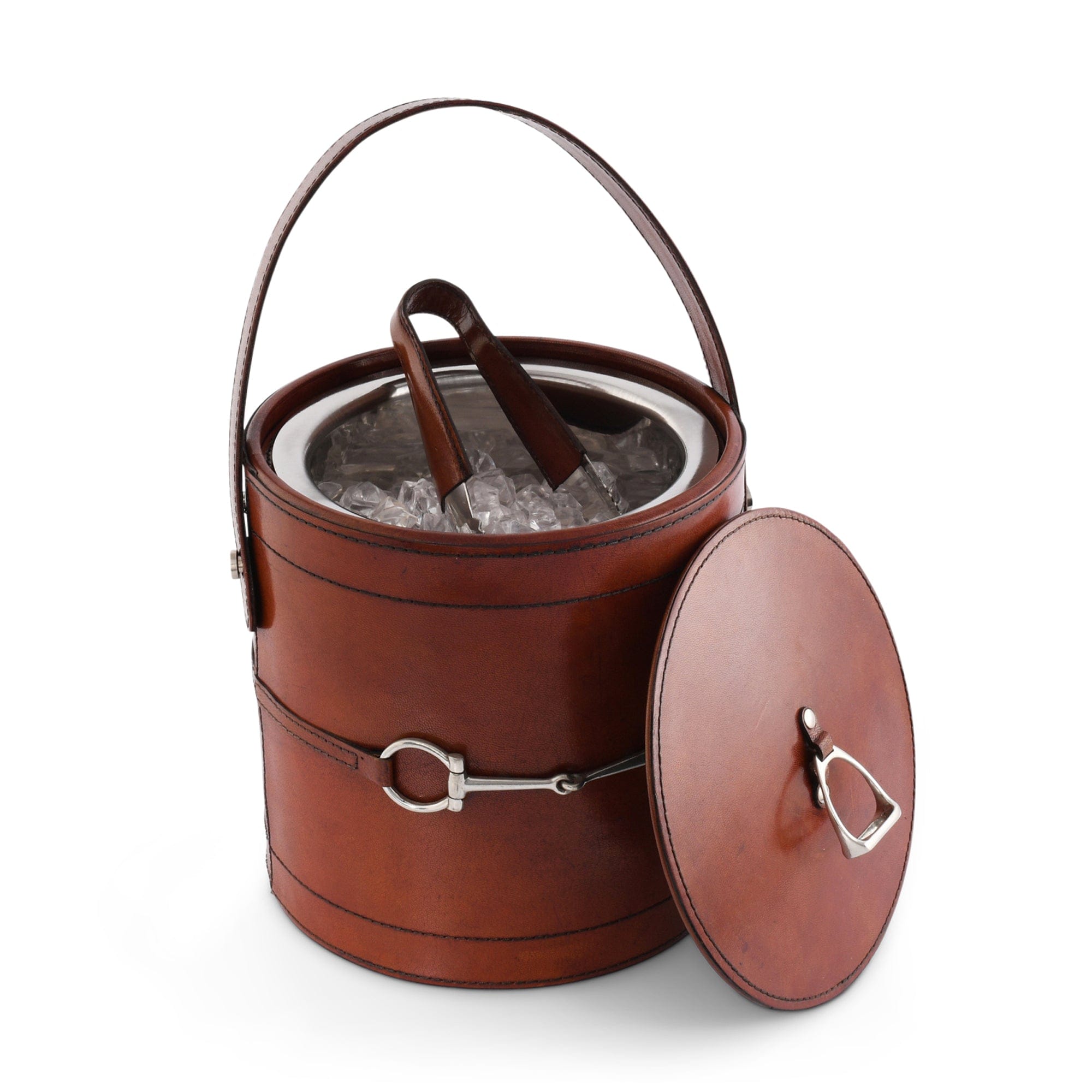 Vagabond House Equestrian Premium Genuine Leather Bit Lidded Ice Bucket