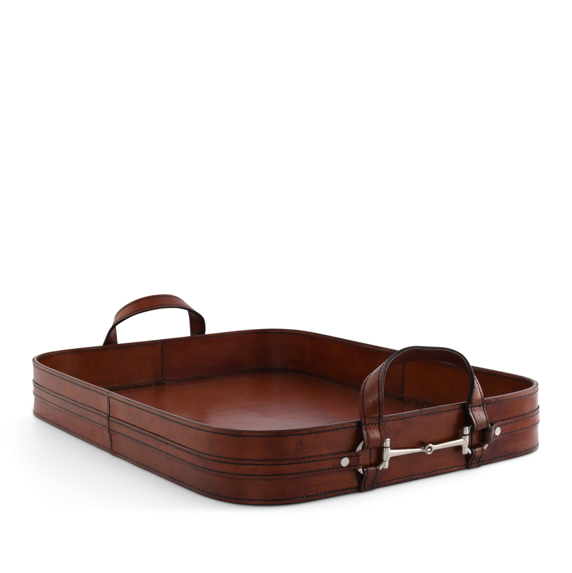 Vagabond House Equestrian Premium Genuine Leather Bit Serving Tray – Perfect for Entertaining