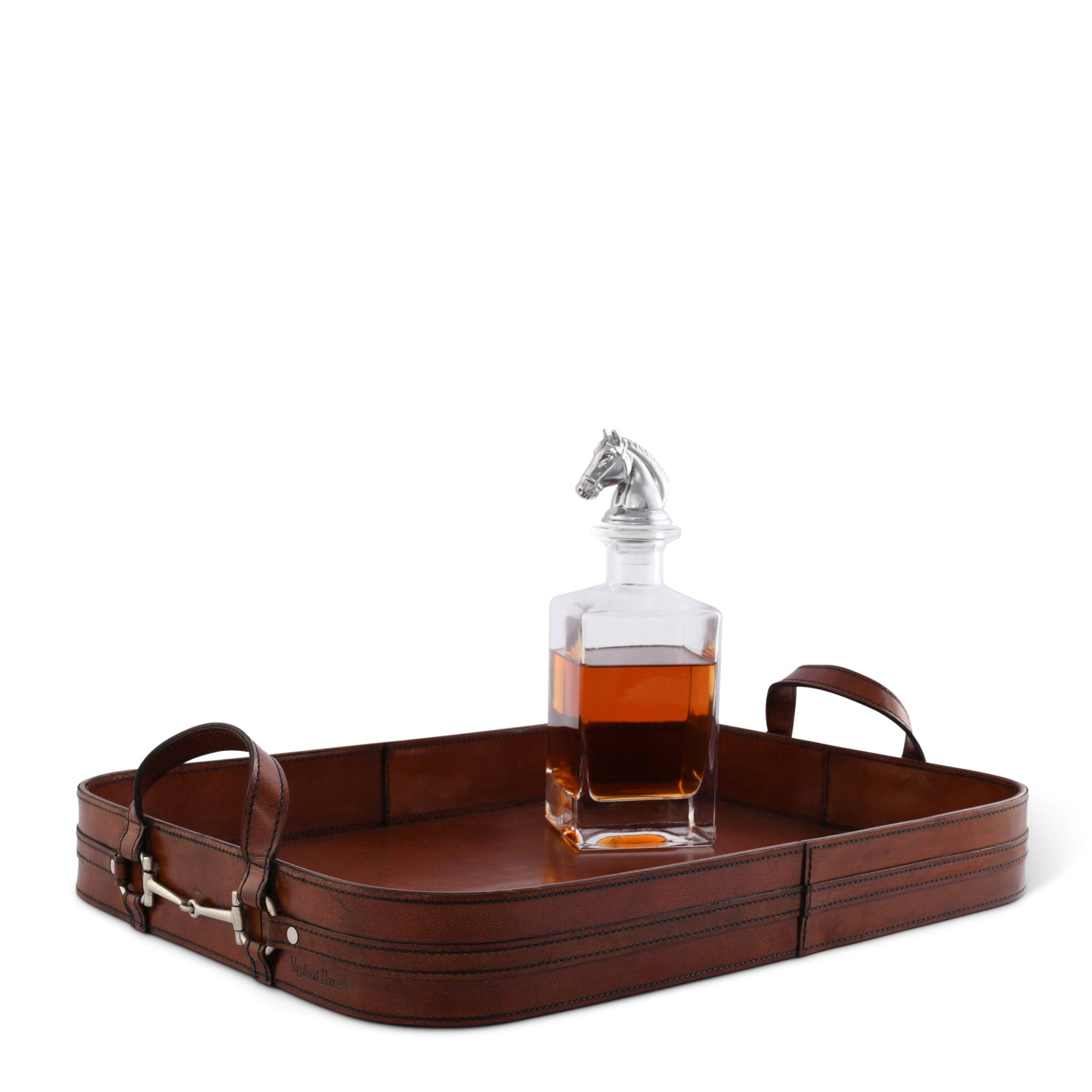 Vagabond House Equestrian Premium Genuine Leather Bit Serving Tray – Perfect for Entertaining