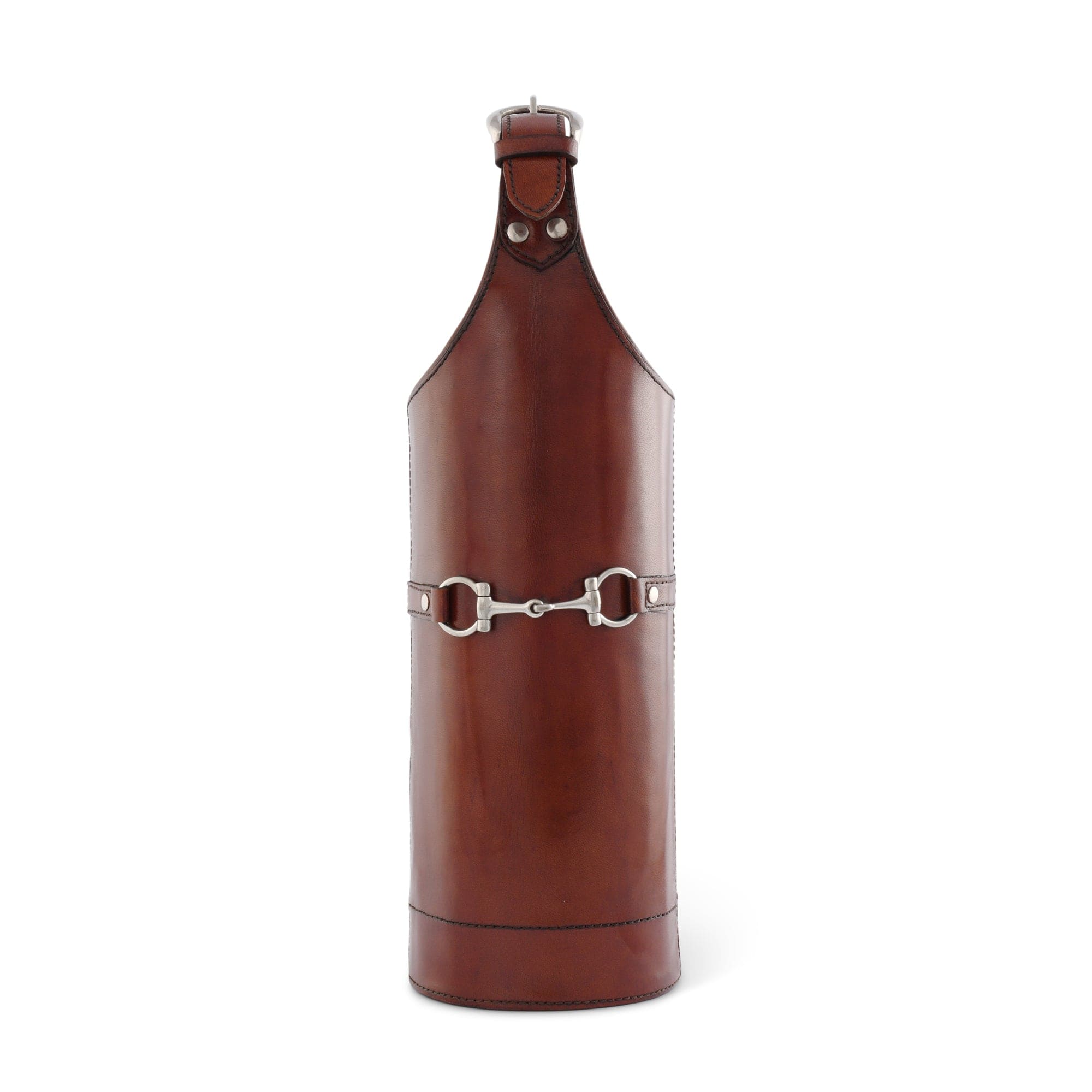 Vagabond House Equestrian Premium Genuine Leather Bit Single Wine Bottle Carrier