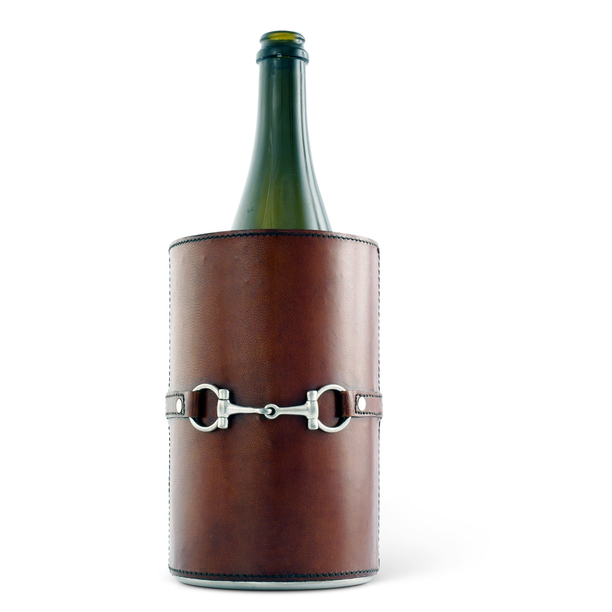 Vagabond House Equestrian Premium Genuine Leather Bit Wine Bottle Chiller  - Stainless Lined