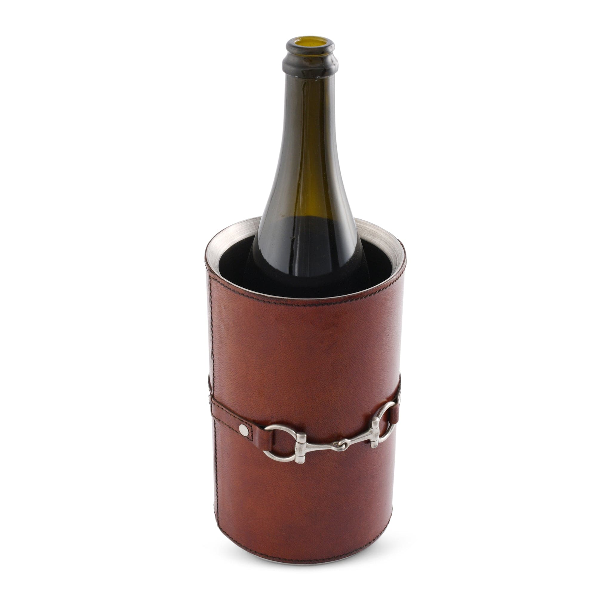 Vagabond House Equestrian Premium Genuine Leather Bit Wine Bottle Chiller  - Stainless Lined