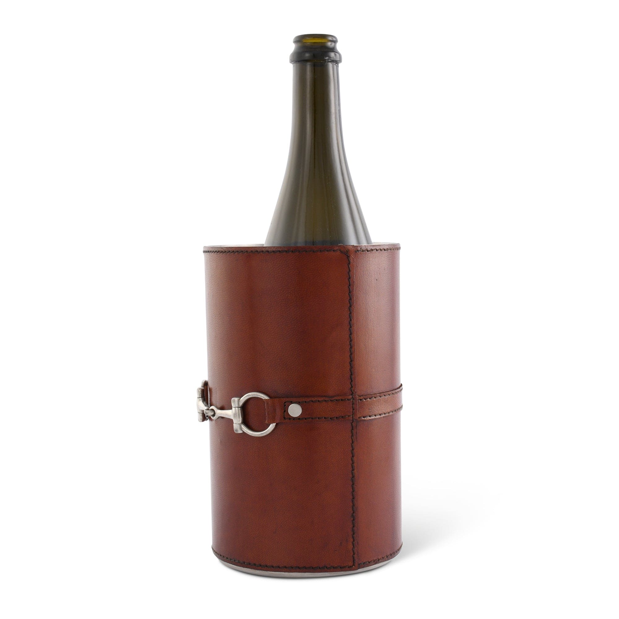 Vagabond House Equestrian Premium Genuine Leather Bit Wine Bottle Chiller  - Stainless Lined