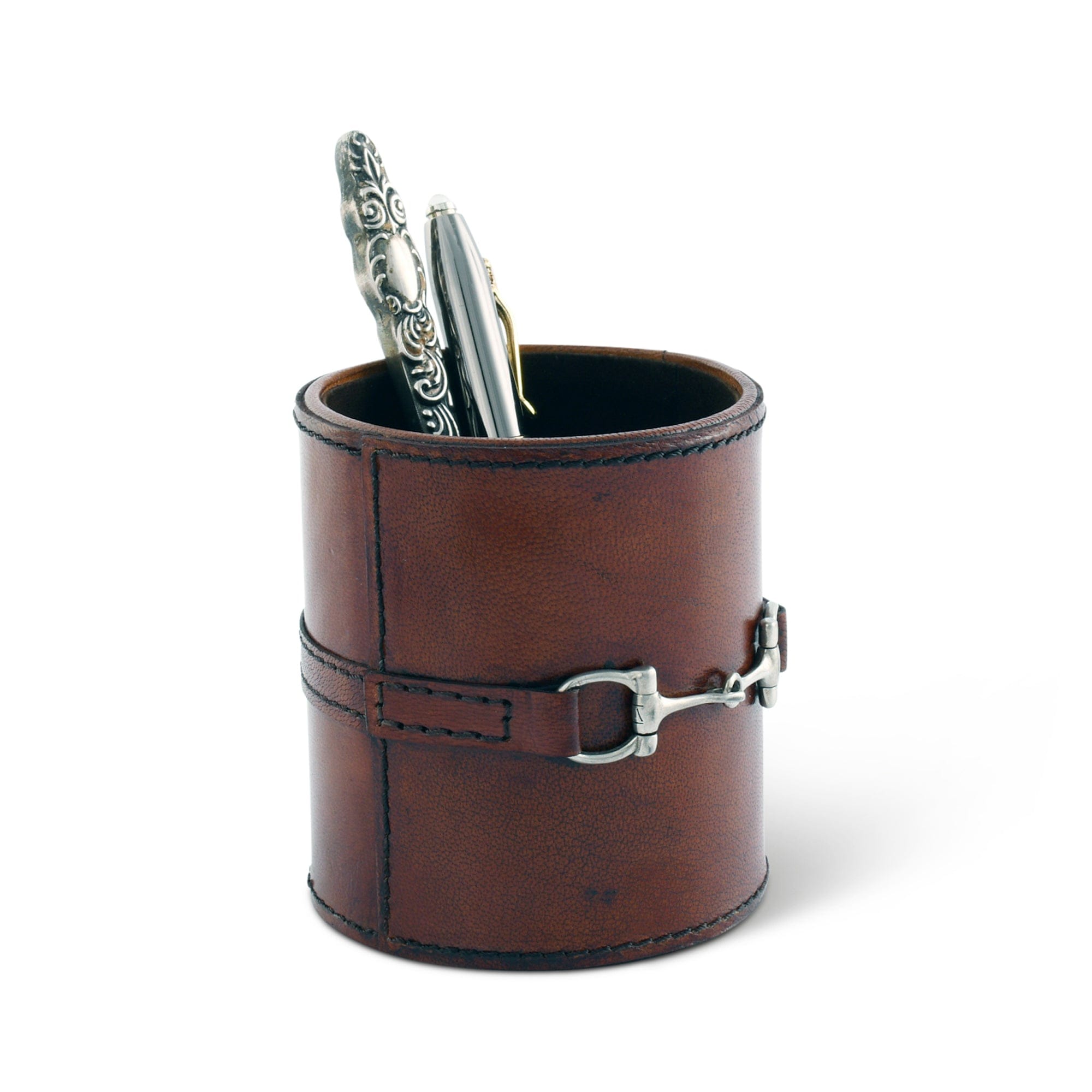 Vagabond House Equestrian Premium Genuine Leather Stirrup Office Pen Holder