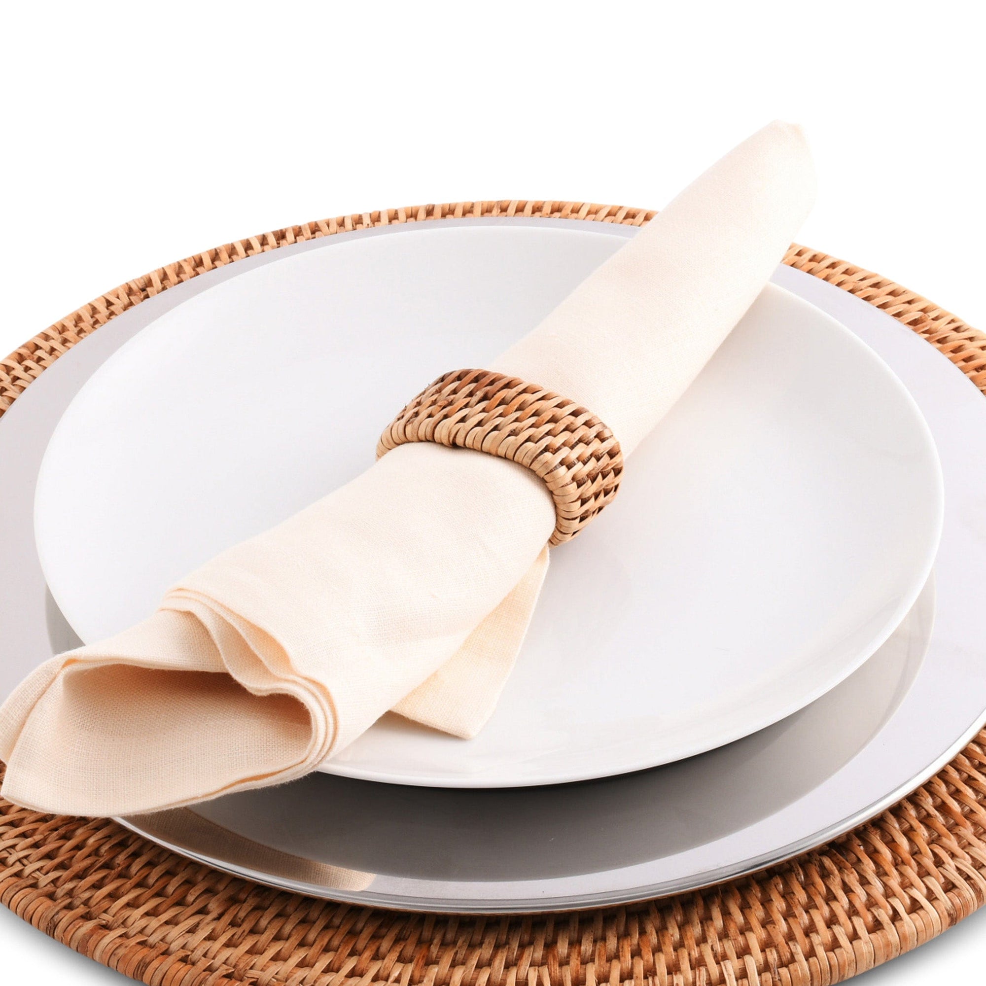 Vagabond House Replacement Hand Woven Rattan Napkin Ring - Set of 4