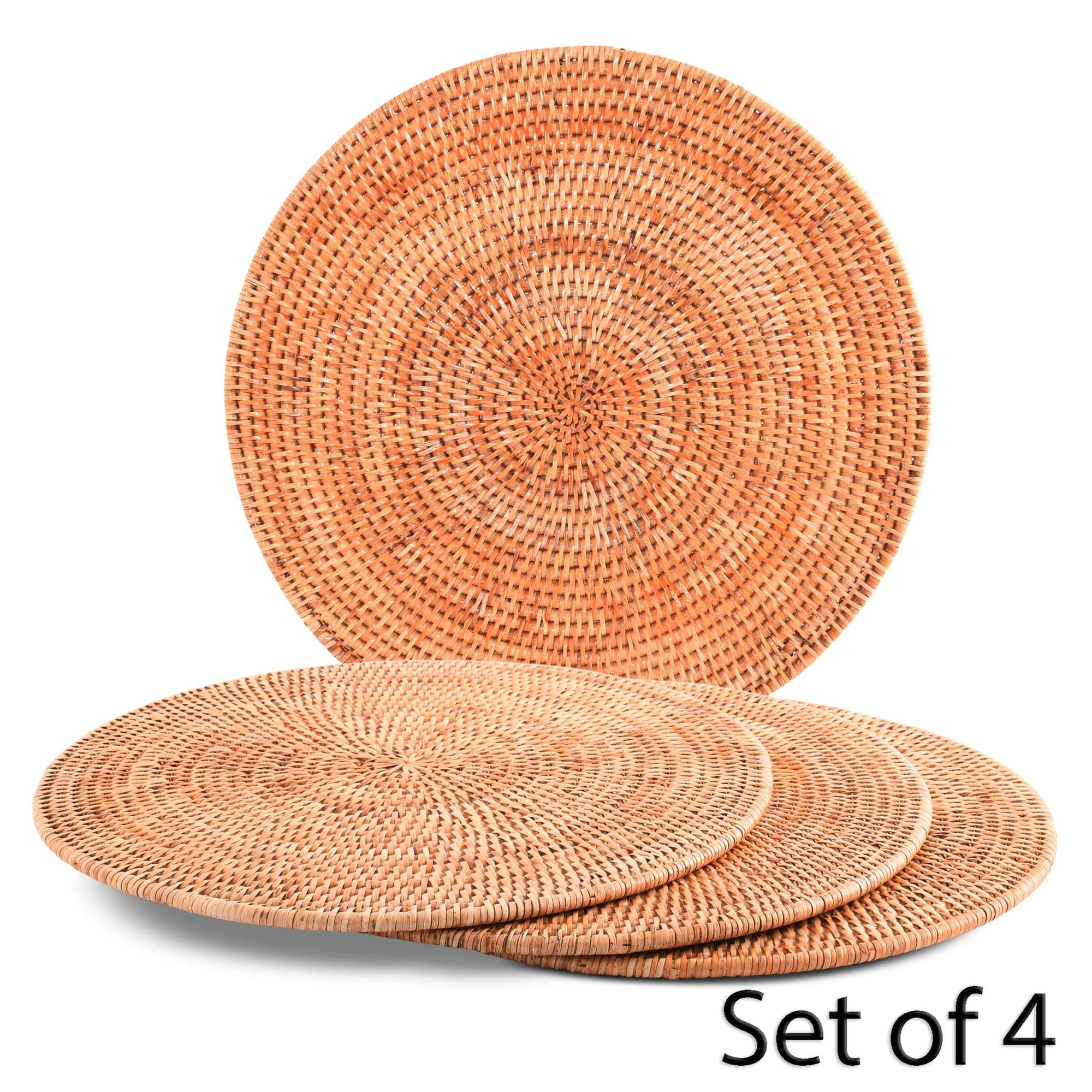 Vagabond House Replacement Hand Woven Wicker Rattan Round Placemat - Set of 4