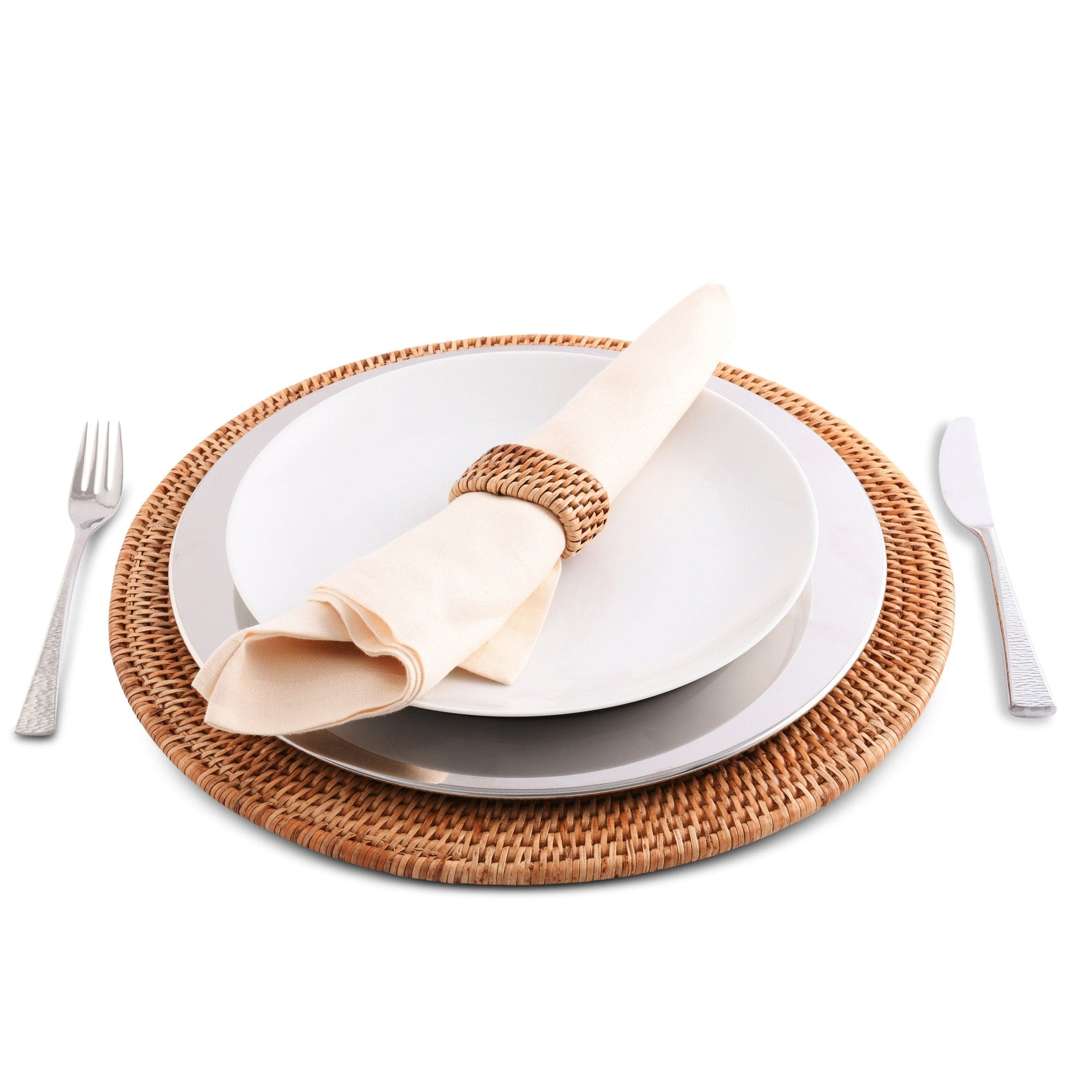 Vagabond House Replacement Hand Woven Wicker Rattan Round Placemat - Set of 4