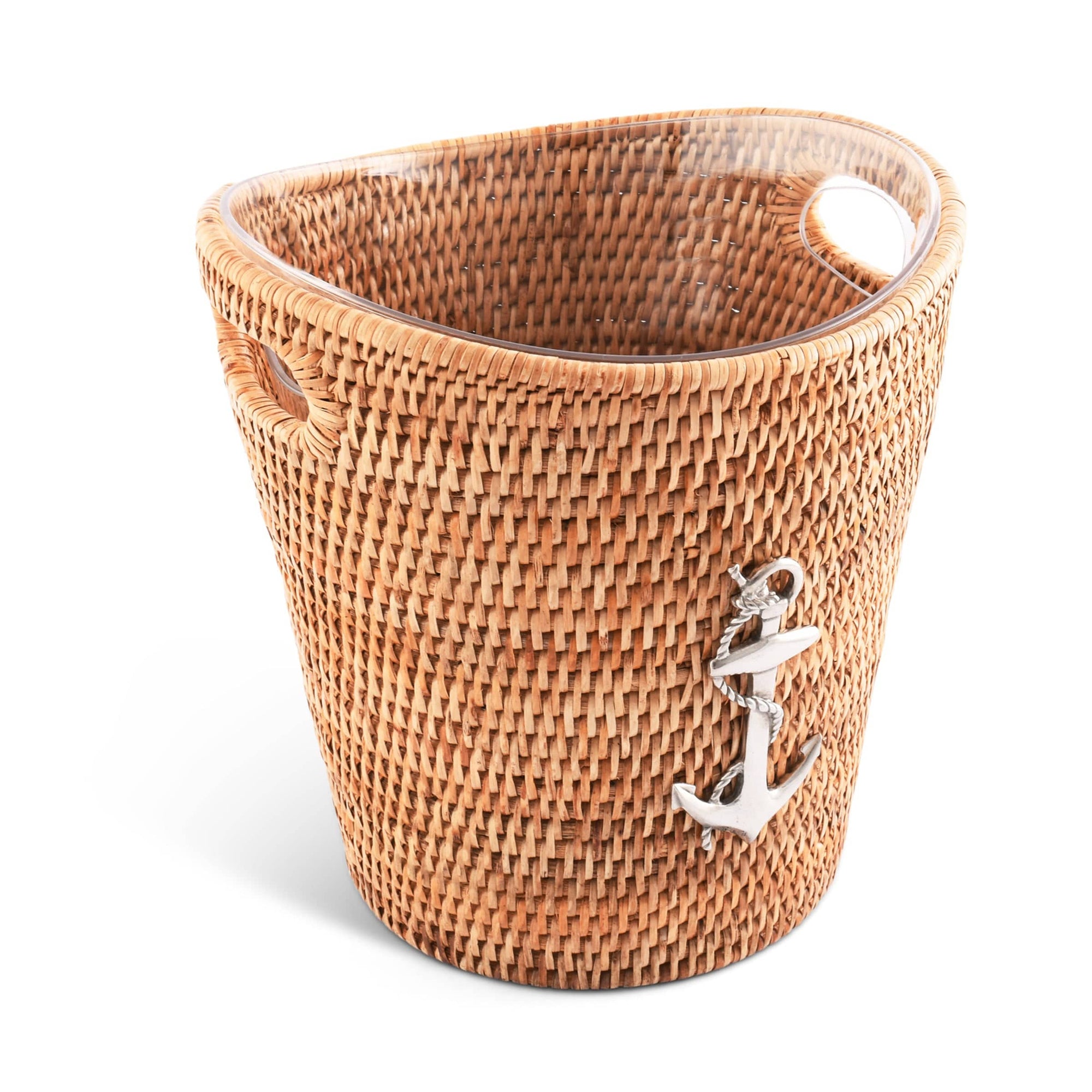 Vagabond House Sea and Shore Anchor Hand Woven Wicker Rattan Champagne / Ice Bucket