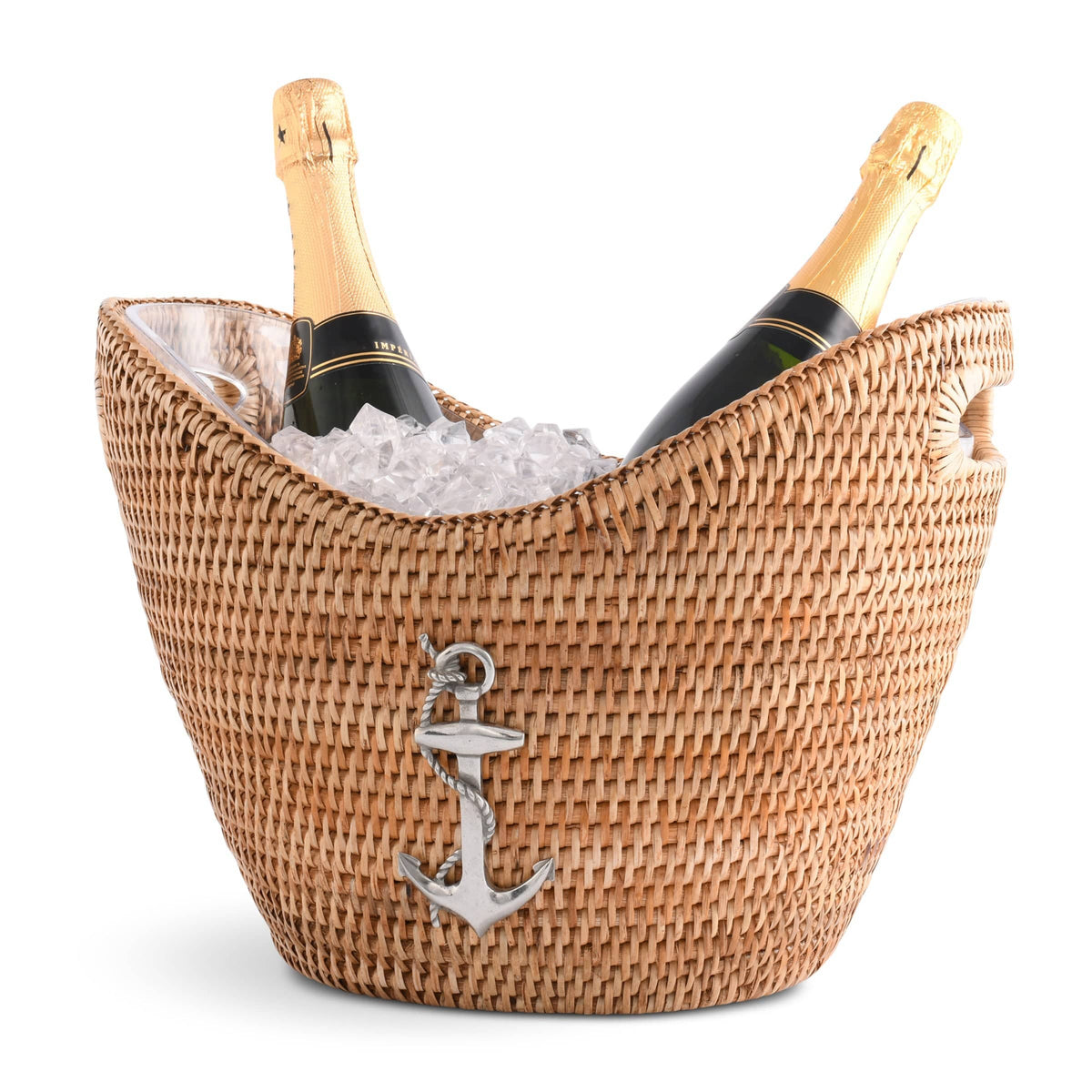 Vagabond House Sea and Shore Anchor Hand Woven Wicker Rattan Champagne / Ice Tub