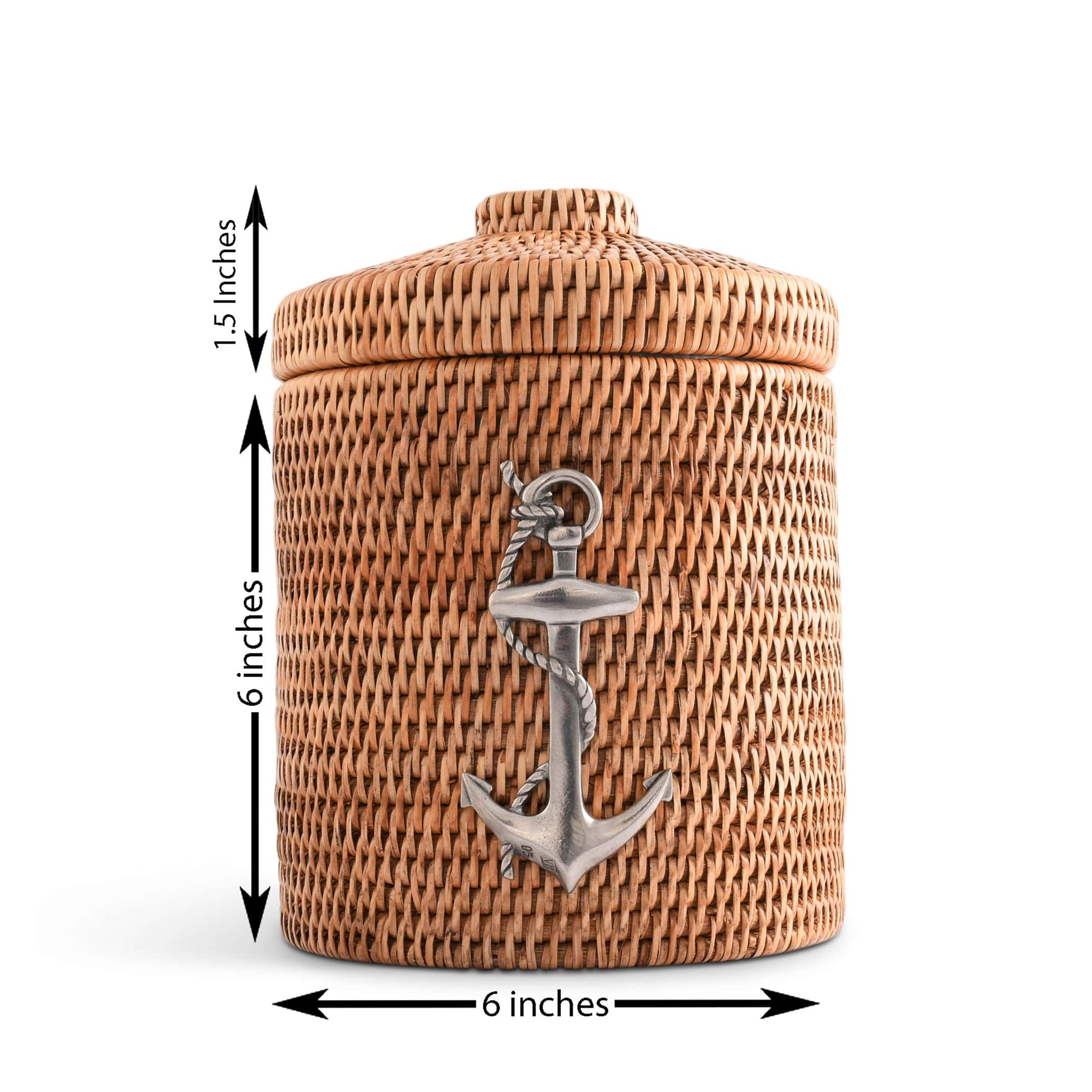 Vagabond House Sea and Shore Anchor Hand Woven Wicker Rattan Lidded Ice Bucket