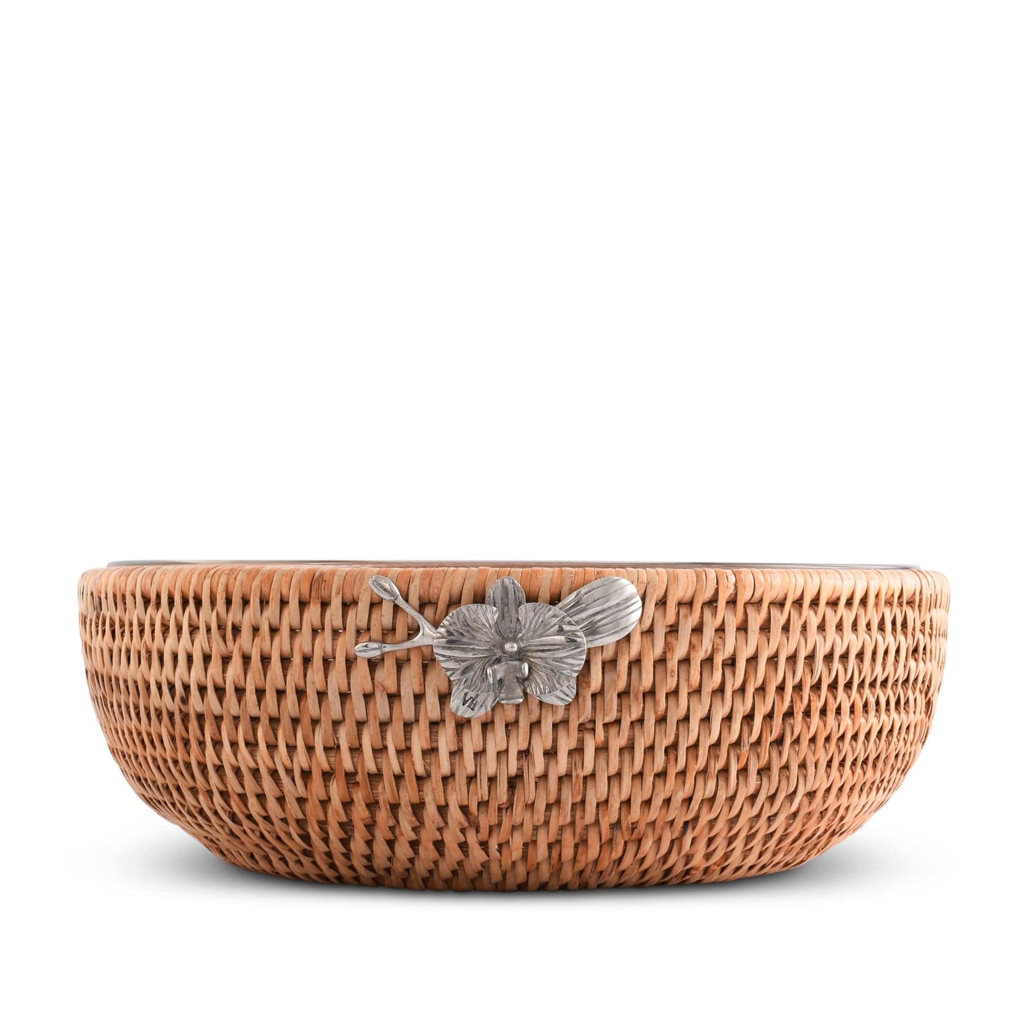 Vagabond House Tropical Tales Orchid  Hand Woven Wicker Natural Rattan Serving Bowl