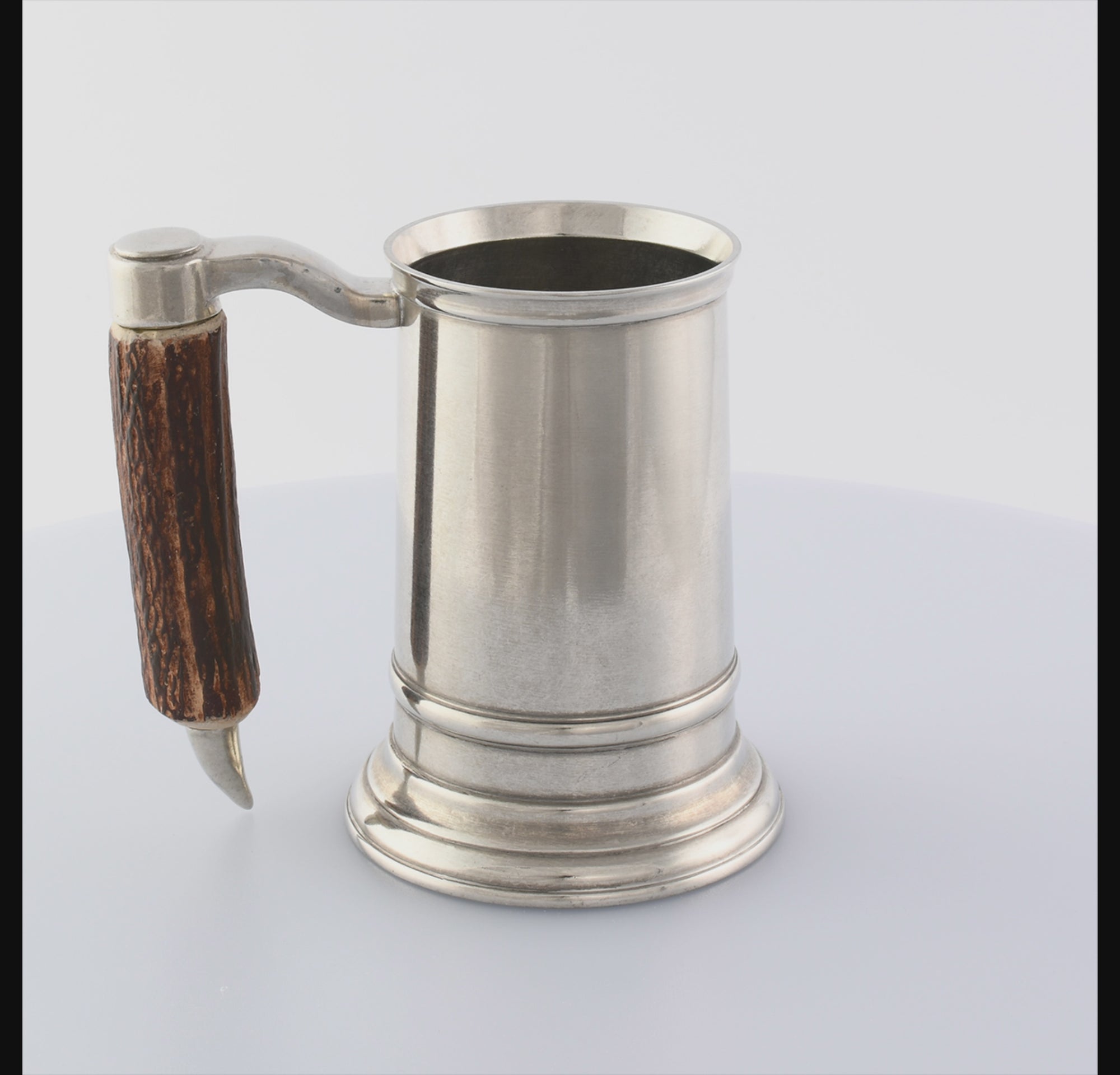 Straight English Pewter Mug Composite Antler Handle