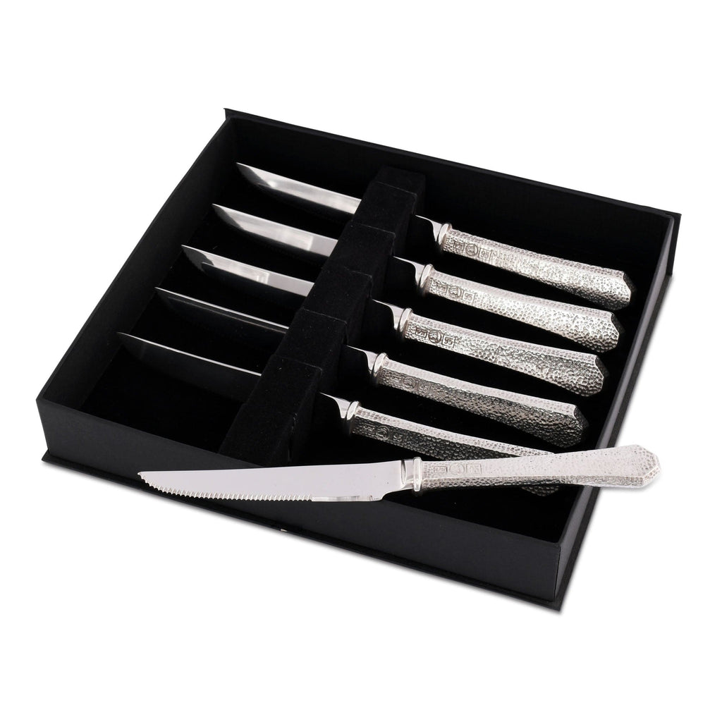 Amefa Bongo Steak Knives, Set Of 6, Premium Hardened Stainless Steel,  Hammered Ergonomic Handle Design, Micro Serrated Edge 4 Inch Blade Steak  Knife : Target