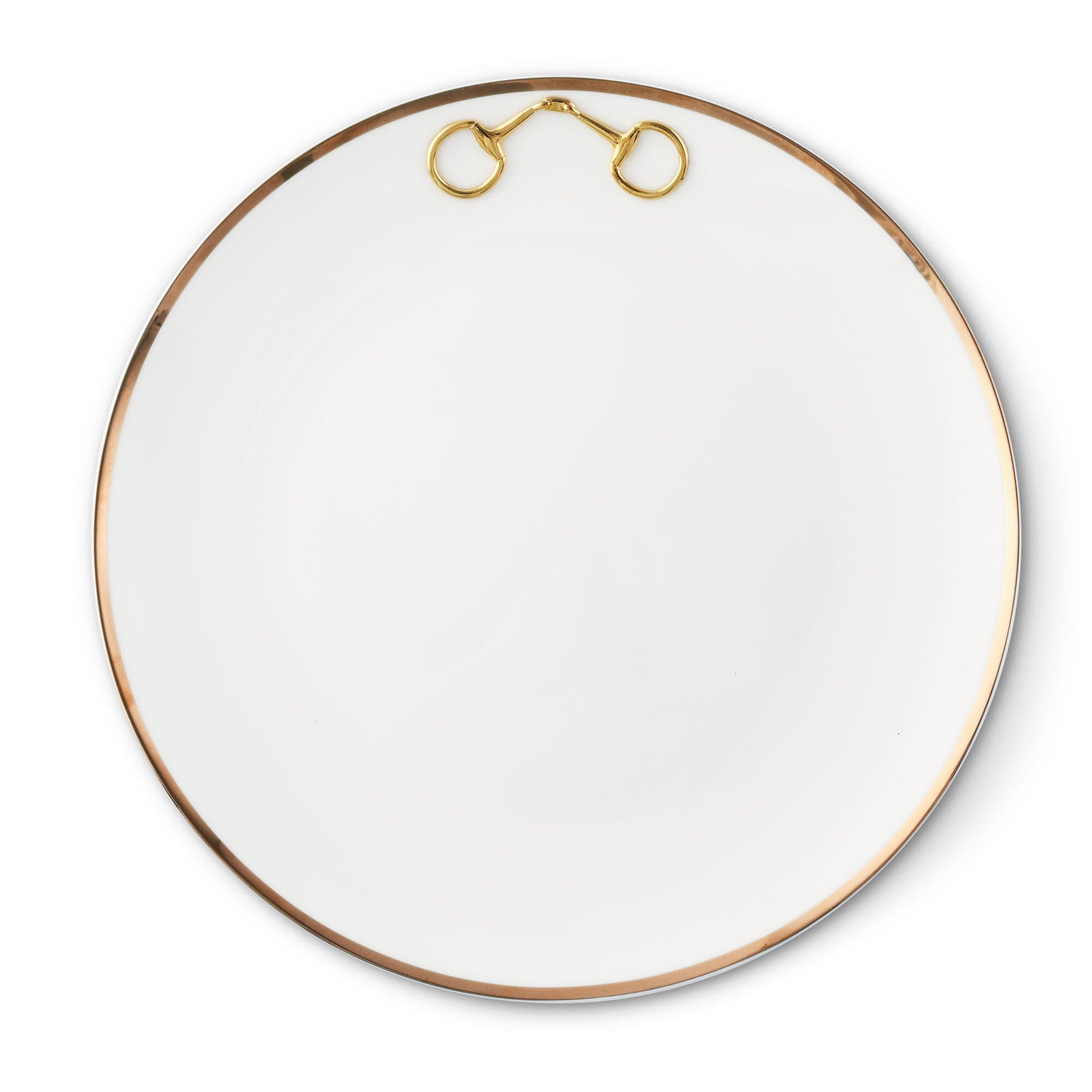 Vagabond House Equestrian Gold Bit Bone China Round Dinner Plate Gold Rim