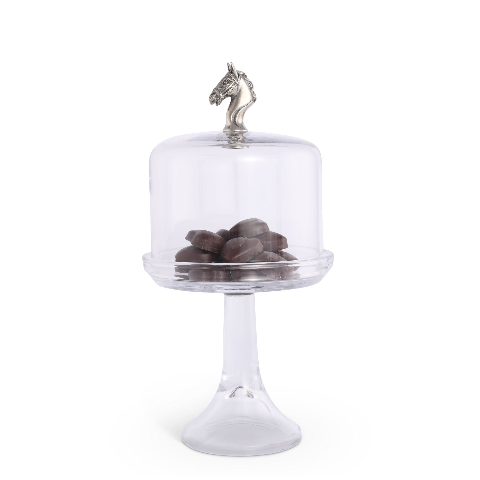 Vagabond House Equestrian Short - 11.5" H x 6" D Horse Glass Covered Cake / Dessert Stand