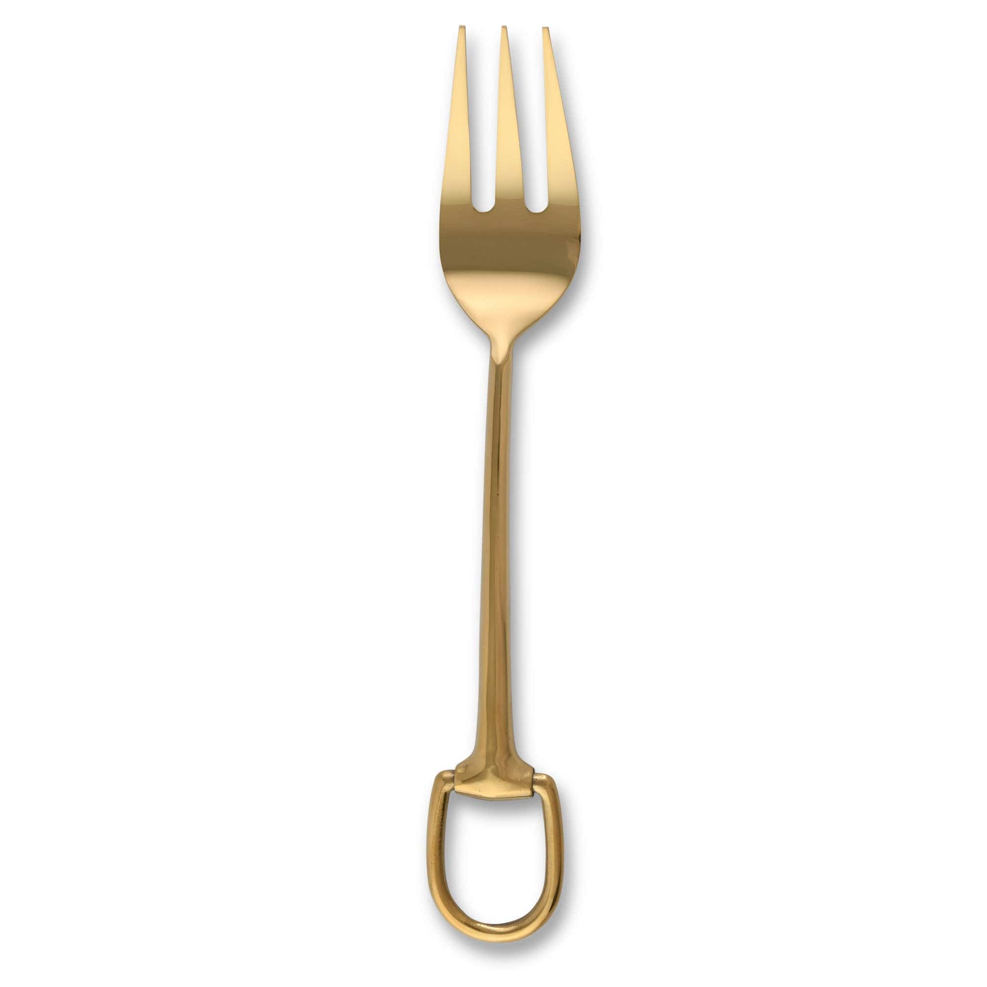 Vagabond House Equestrian Stirrup Serving Fork - Stainless Steel Shiny Gold