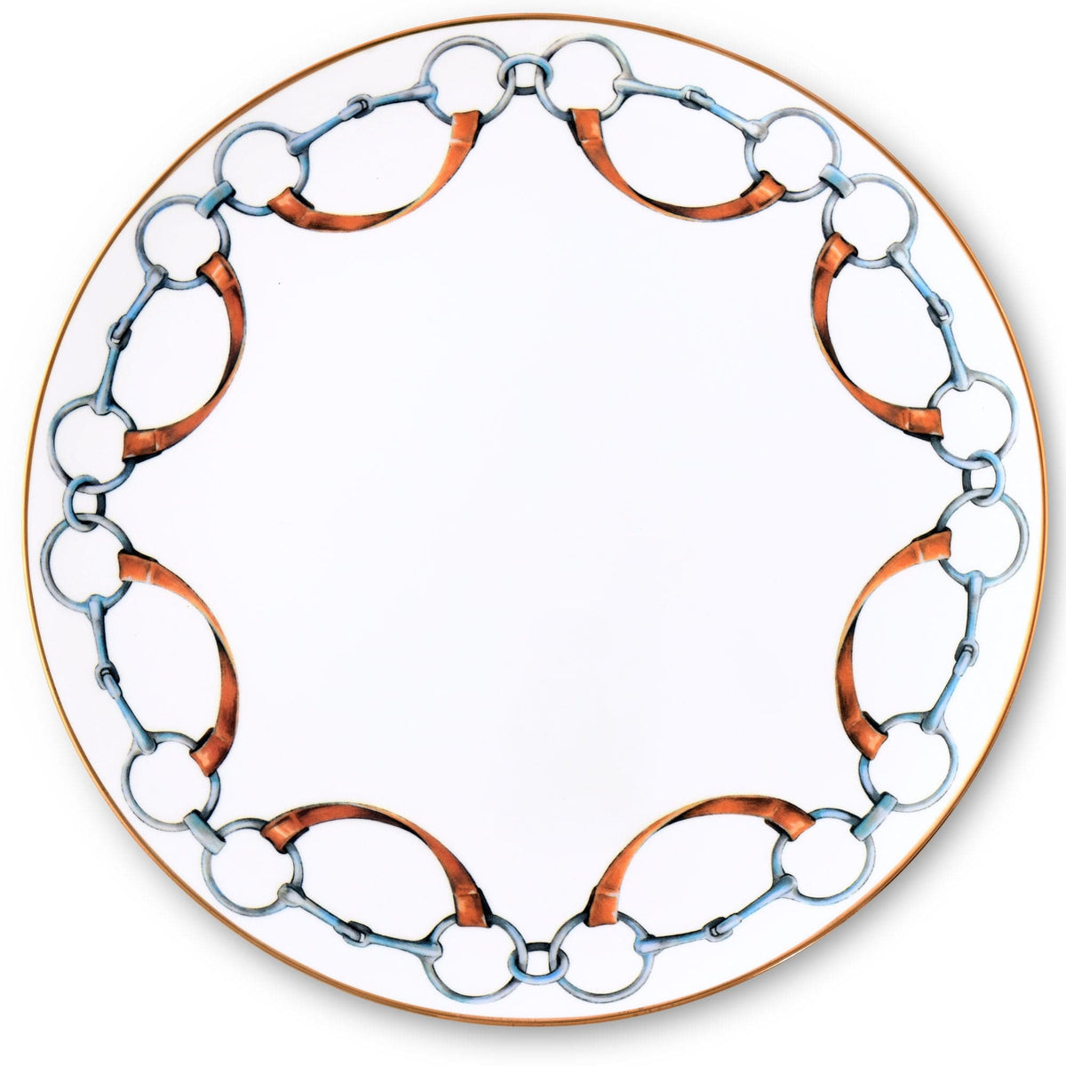 Vagabond House Equestrian Wellington Bit Pattern Bone China Round Charger Plate