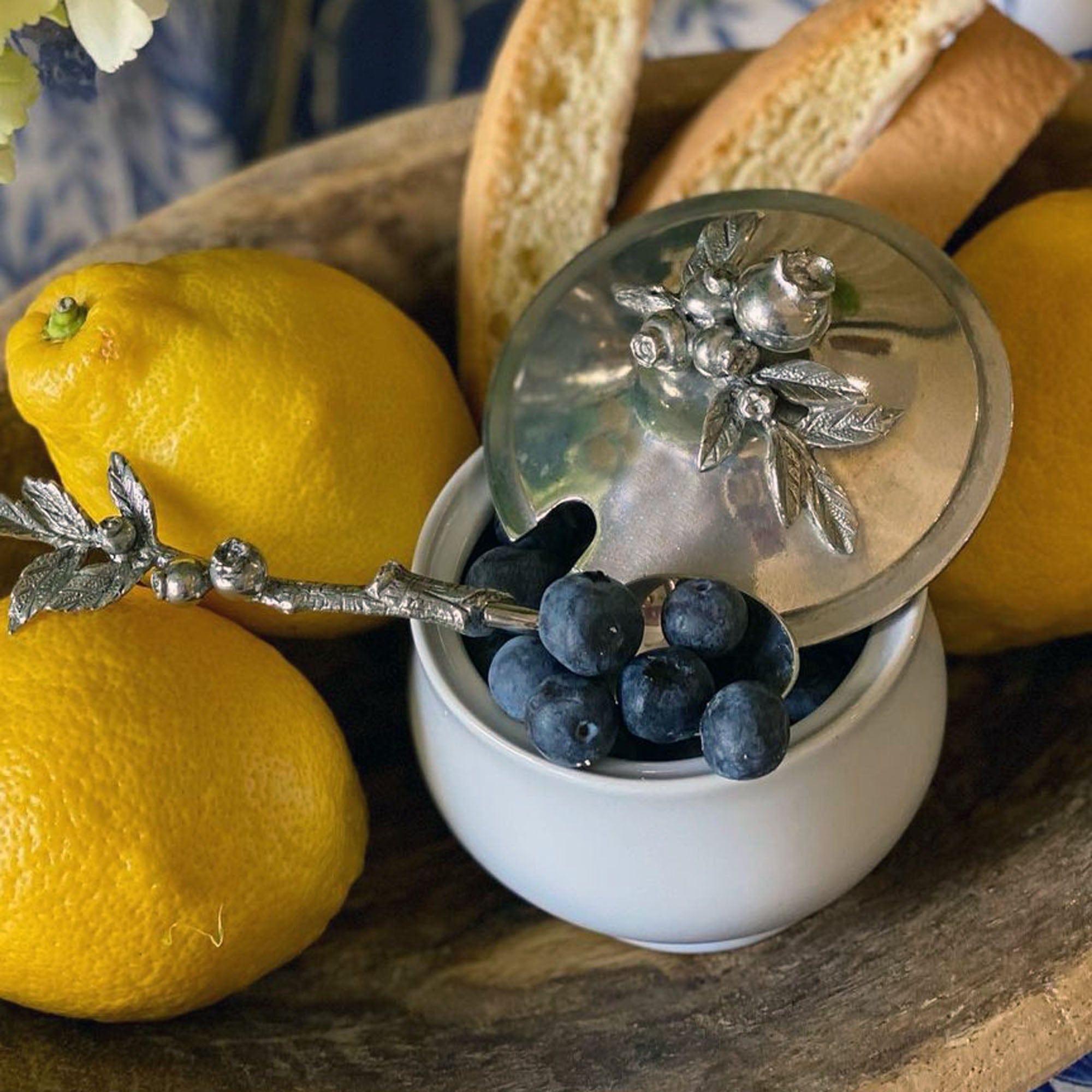 Vagabond House Farmer's Market Blueberry Sugar Bowl and Spoon