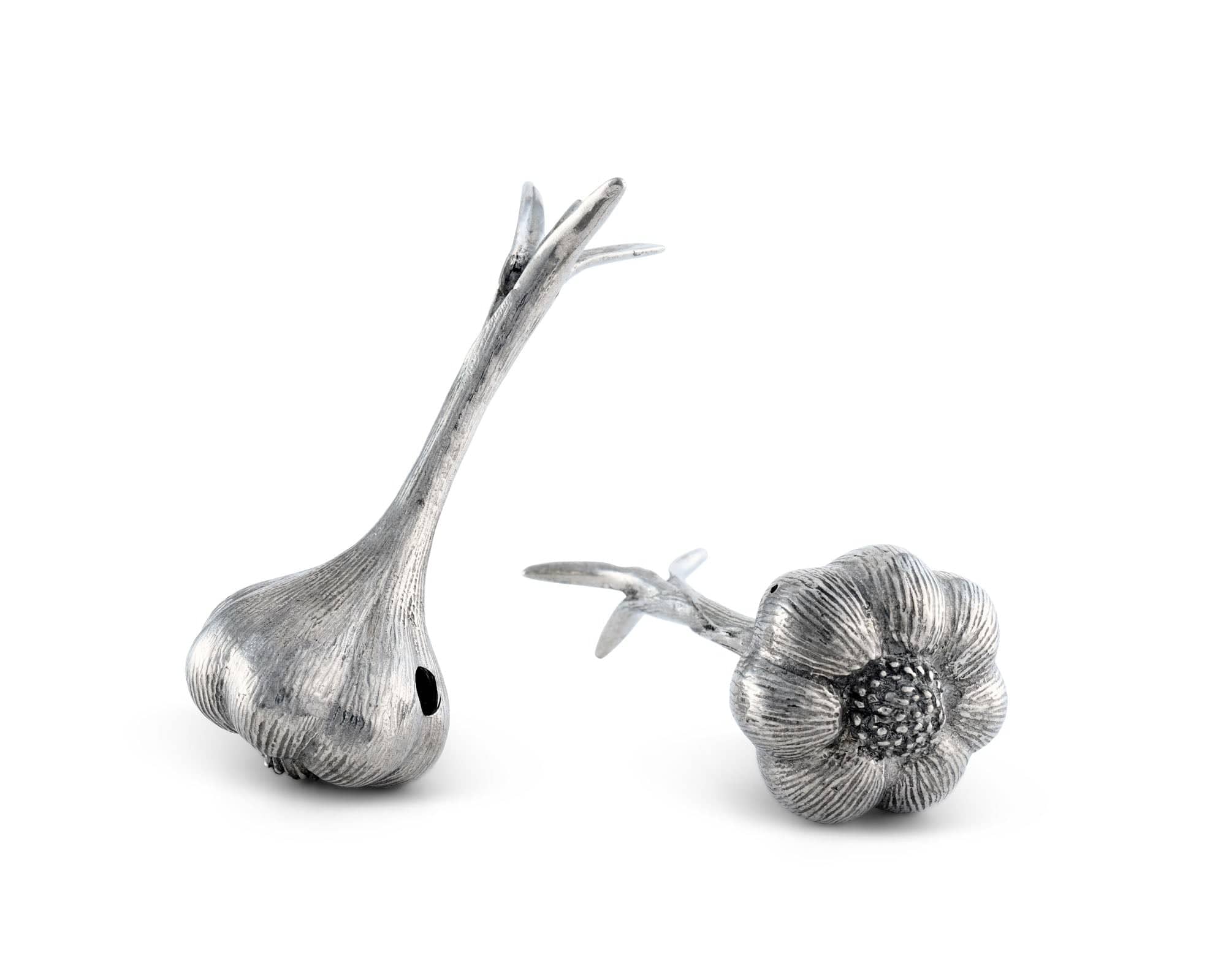 Vagabond House Farmer's Market Pewter Garlic Salt & Pepper Set