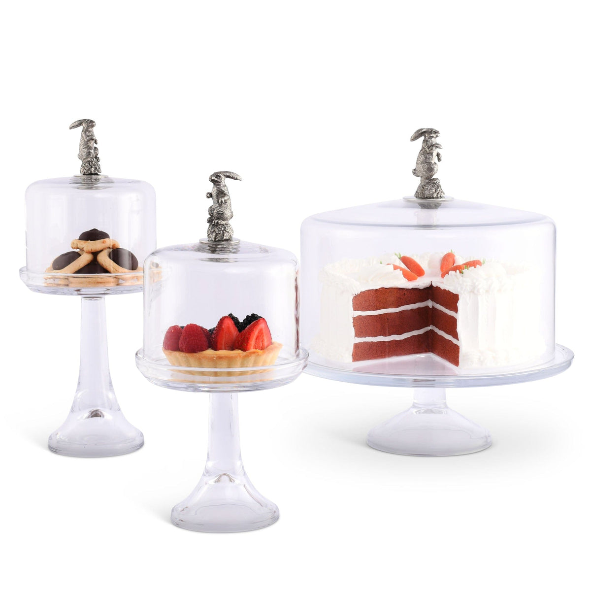 Vagabond House Garden Friends Bunny Glass Covered Cake / Dessert Stand