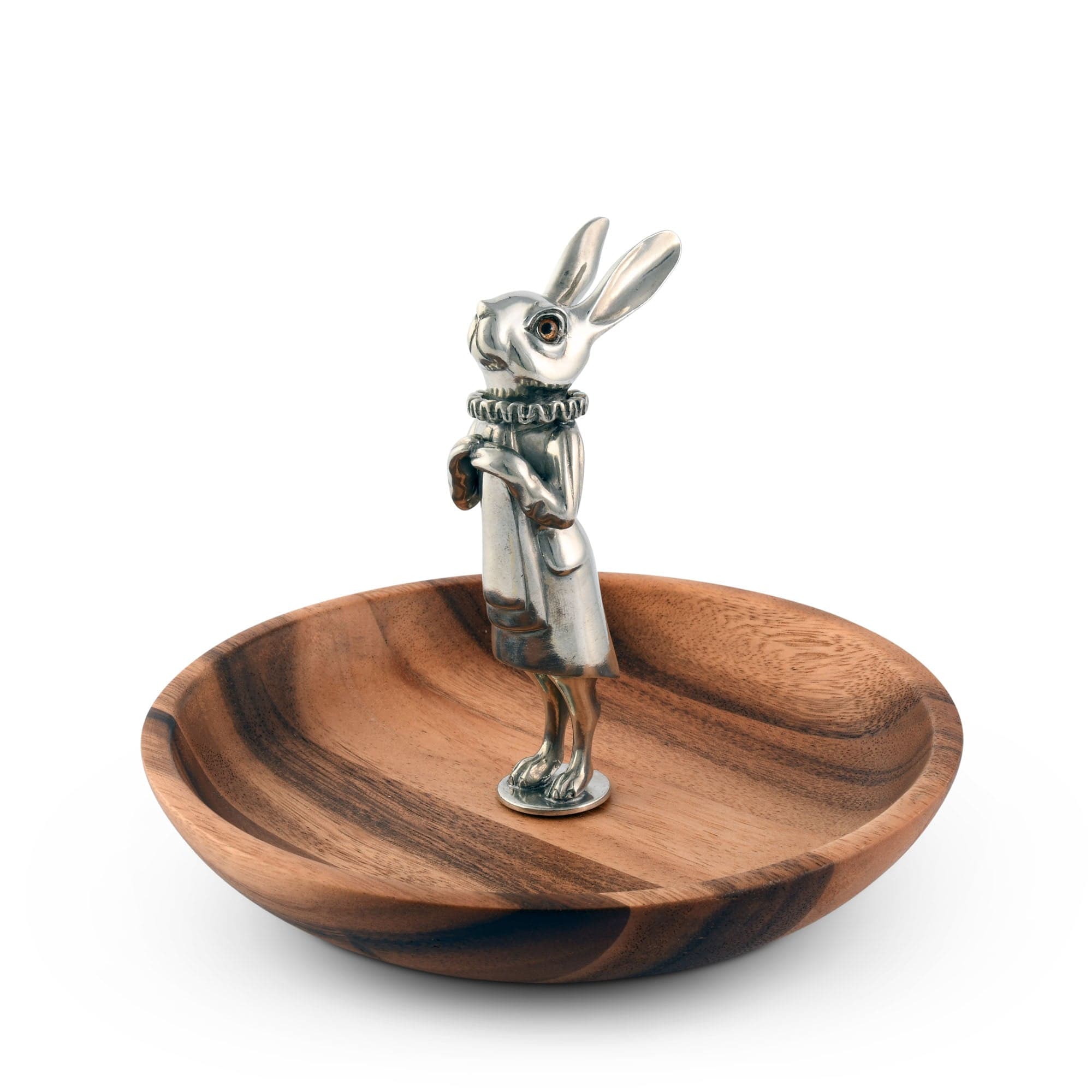 Vagabond House Garden Friends Whimsical Bunny Wood Tidbit Bowl