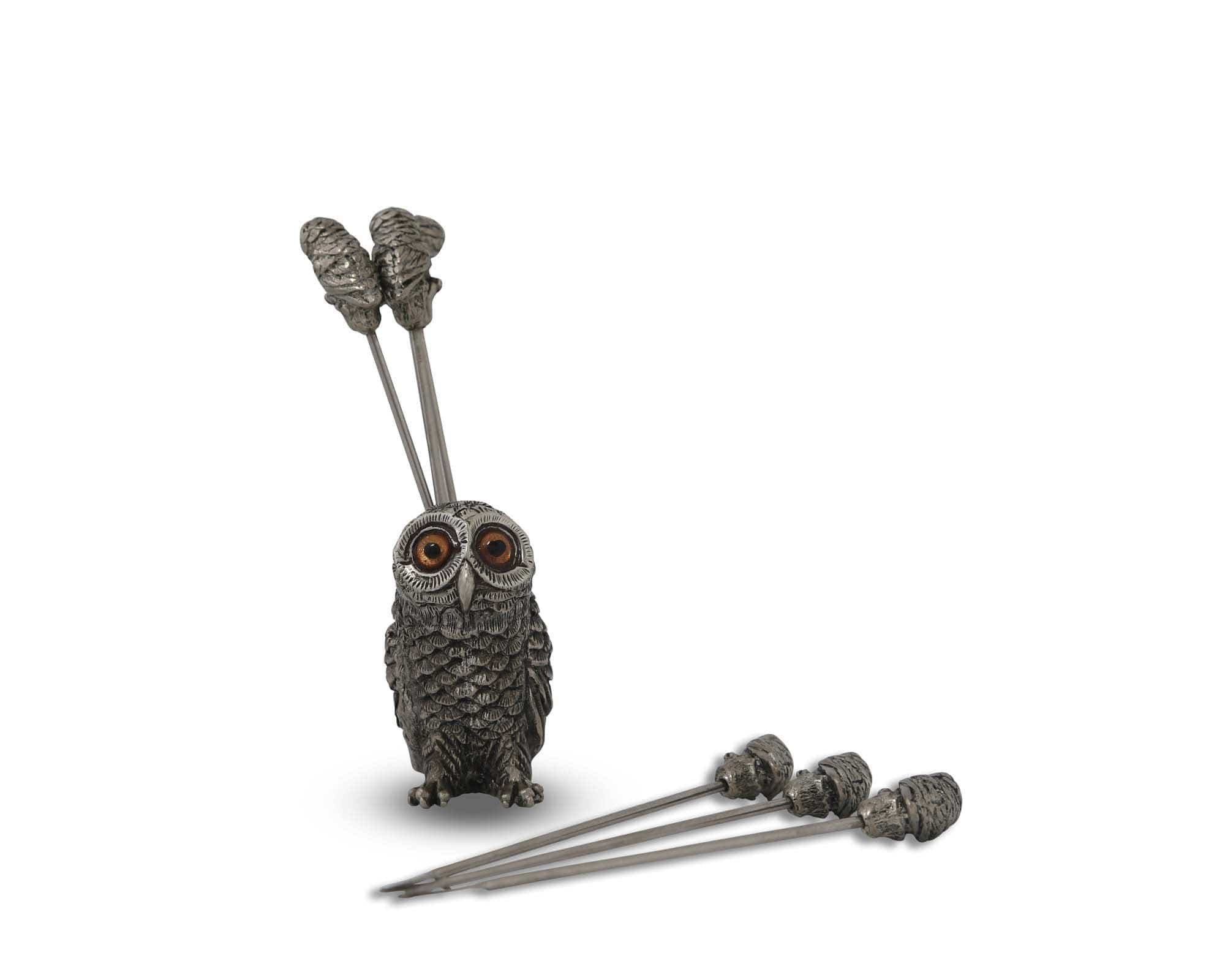 Vagabond House Harvest Owl Cheese Pick Set