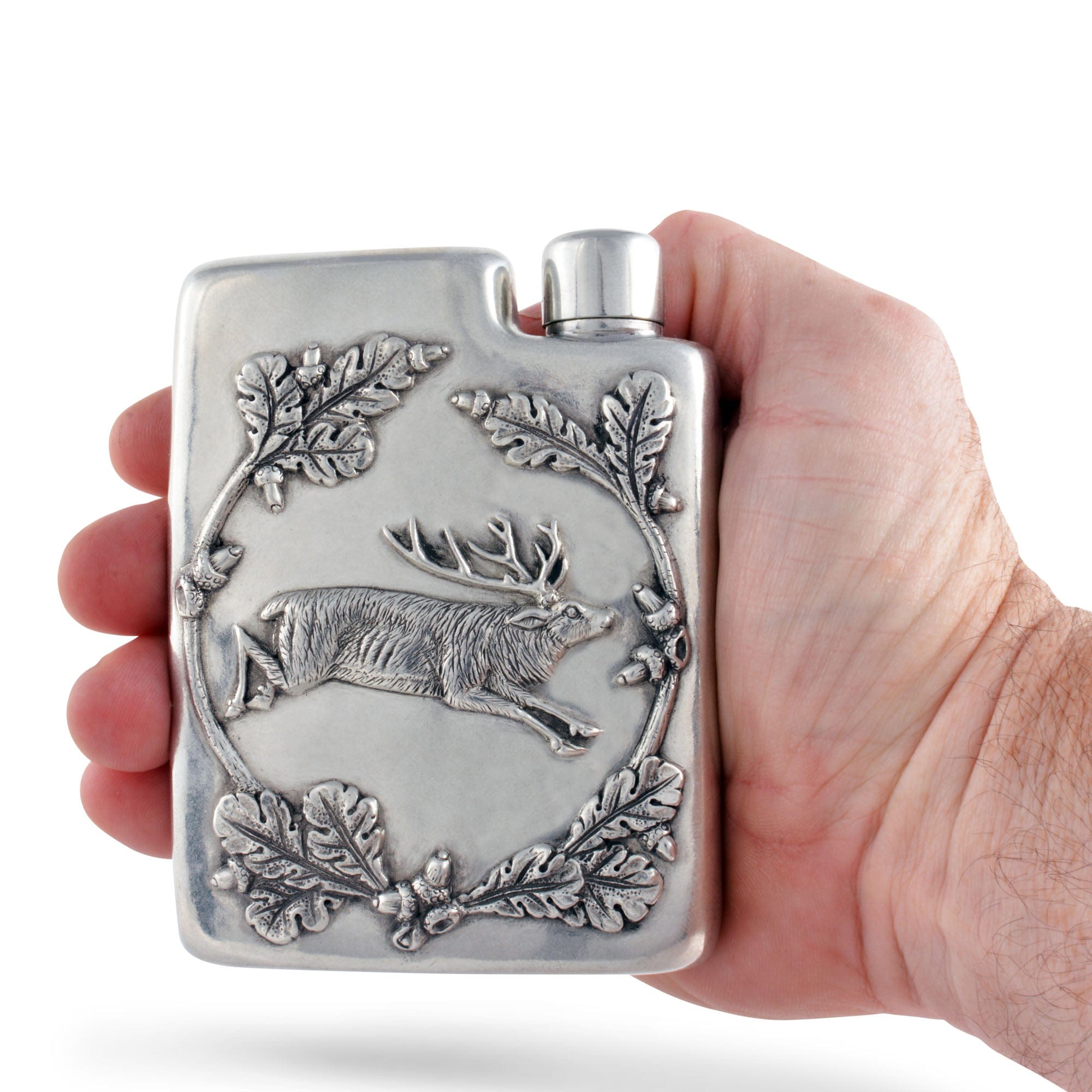 Vagabond House Lodge Style Black Forest Pewter Flask