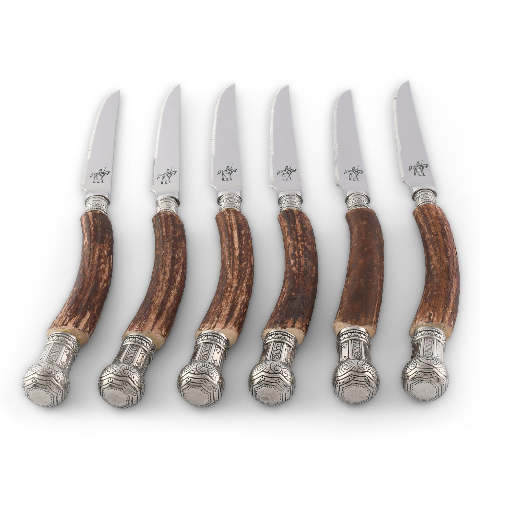 Vagabond House Lodge Style Composite Antler King Crown Steak Knife Set