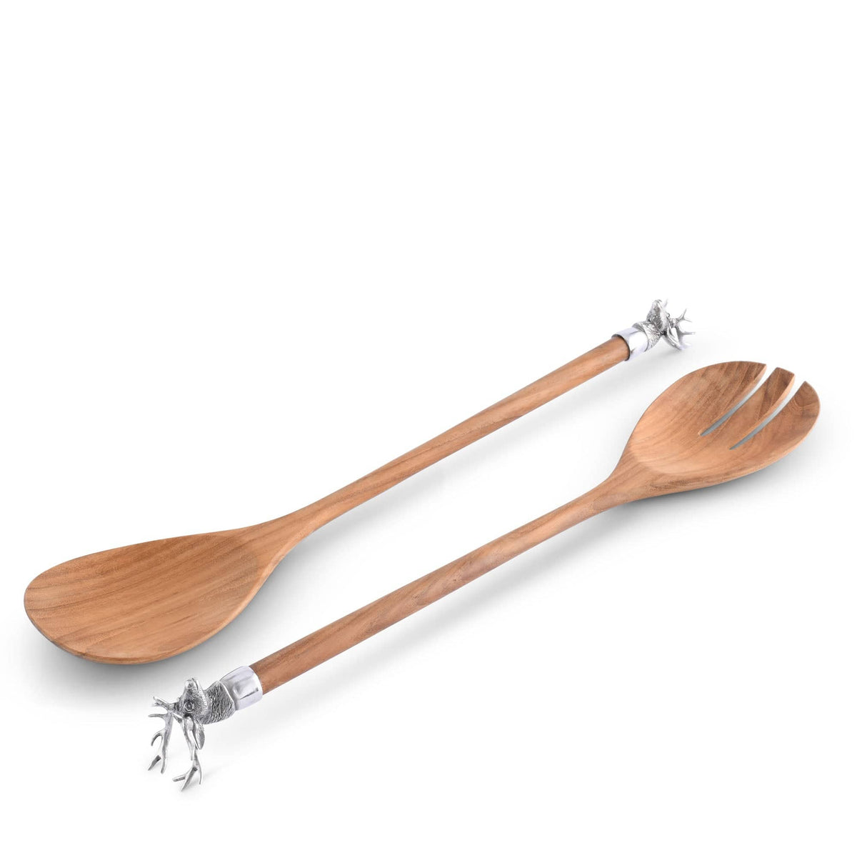 Vagabond House Lodge Style Elk Head Wood Salad Servers