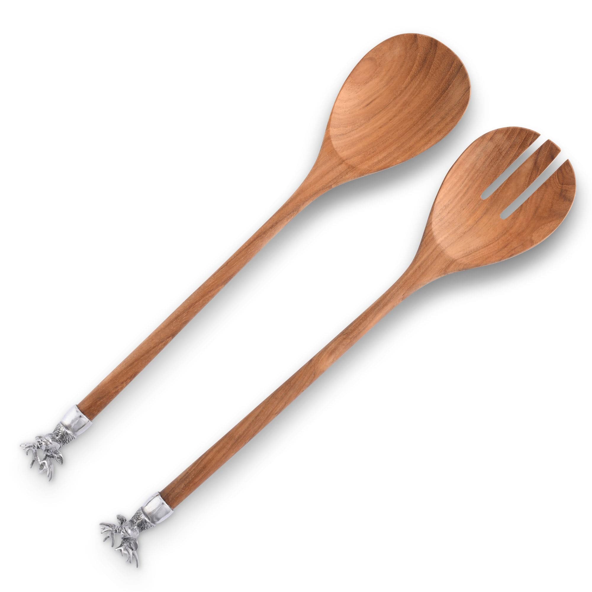 Vagabond House Lodge Style Elk Head Wood Salad Servers