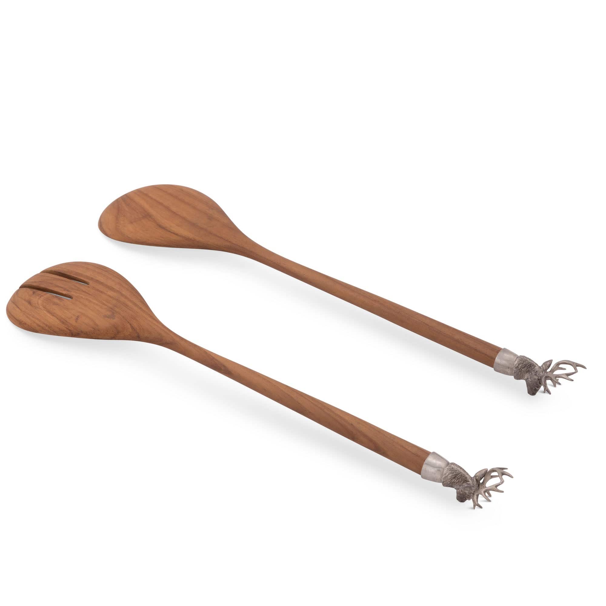 Vagabond House Lodge Style Elk Head Wood Salad Servers