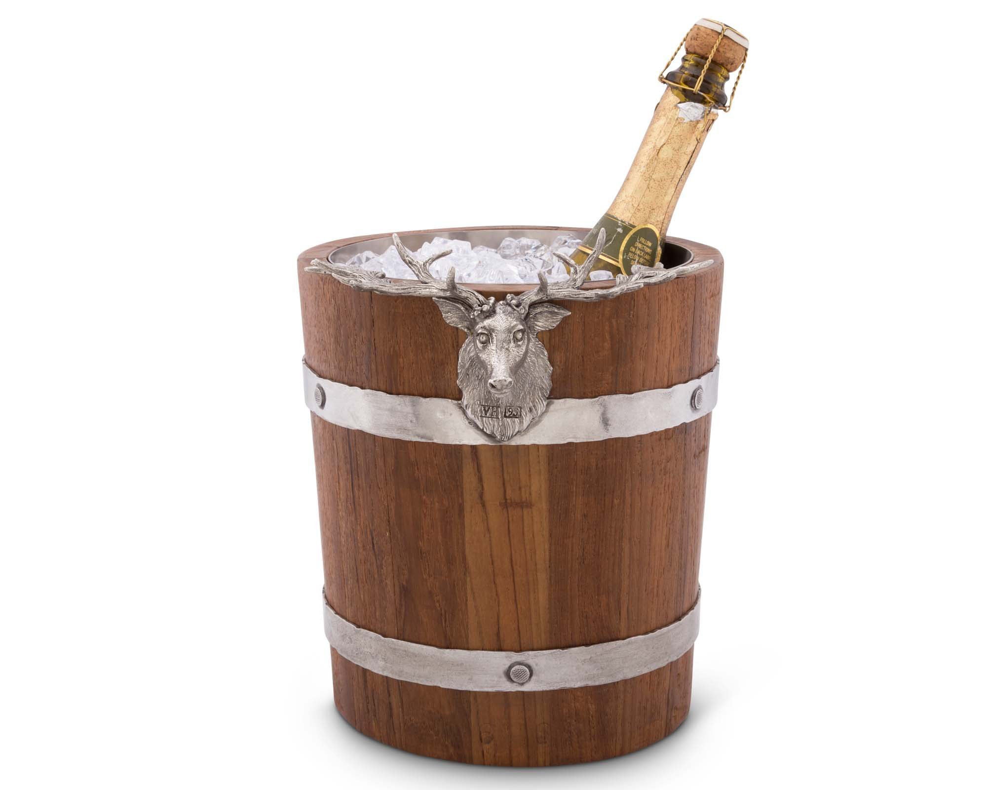 Vagabond House Lodge Style Elk Wood Pail Ice Bucket