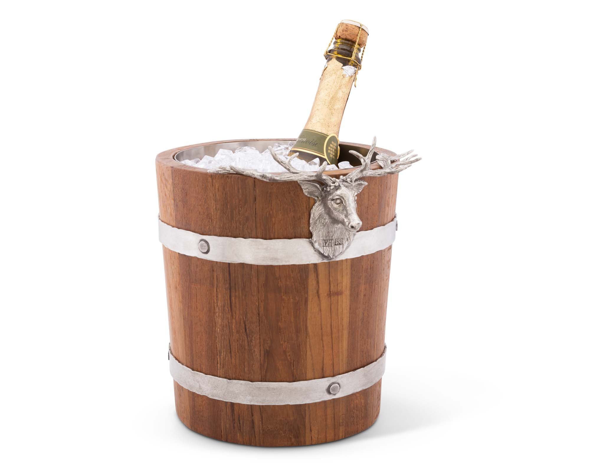 Vagabond House Lodge Style Elk Wood Pail Ice Bucket