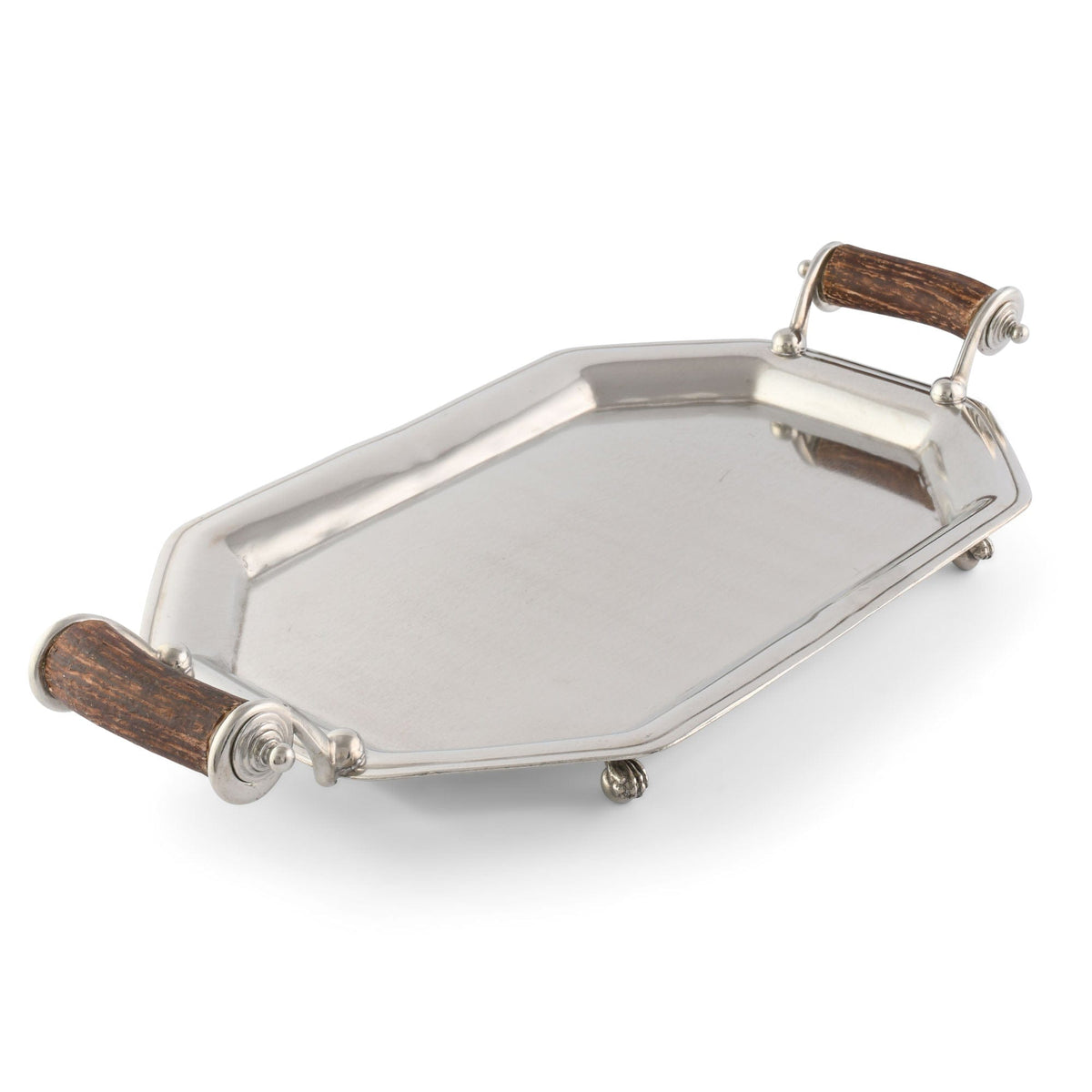 Vagabond House Lodge Style Parlor Tray with Composite Antler Handles