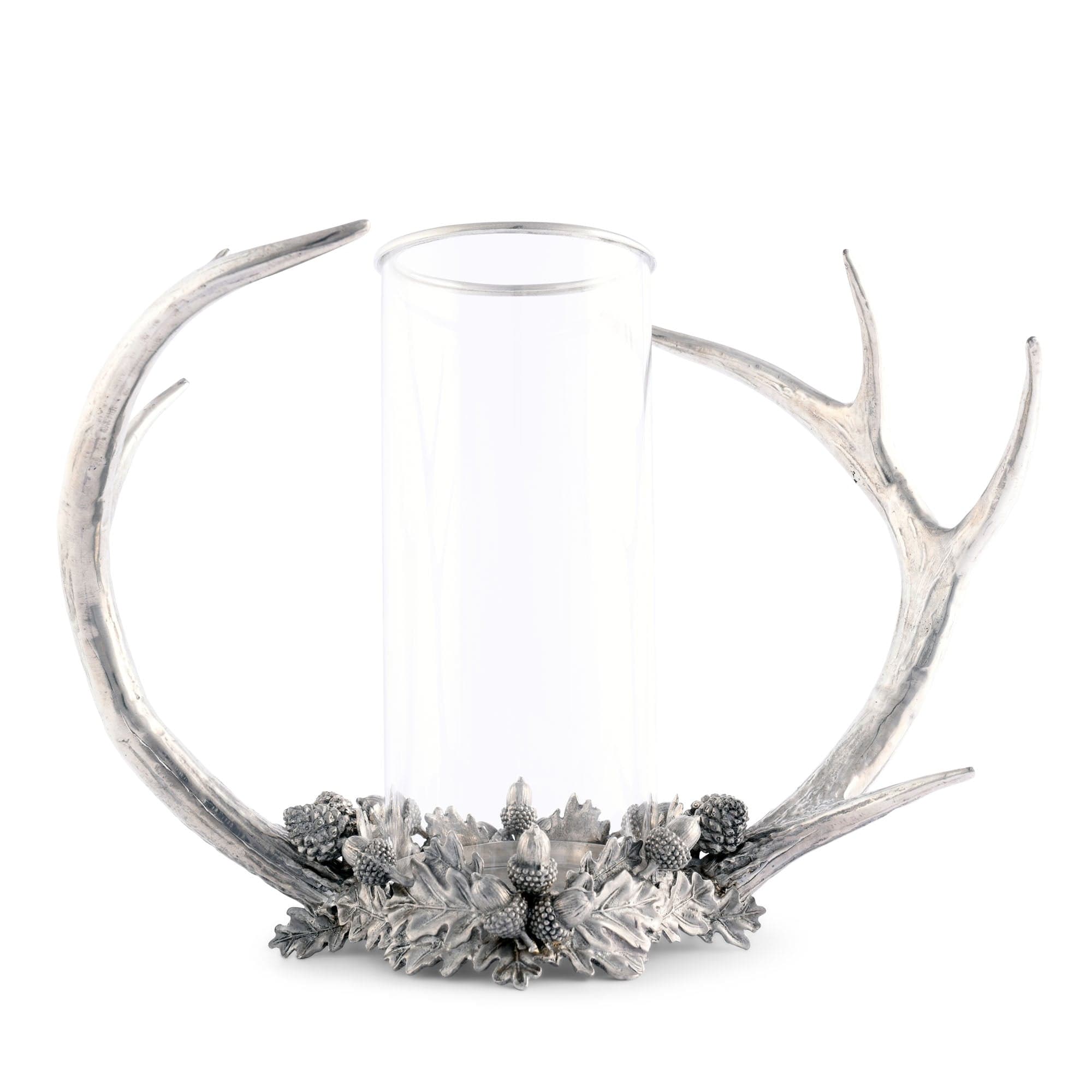 Vagabond House Lodge Style Pewter Antler Hurricane