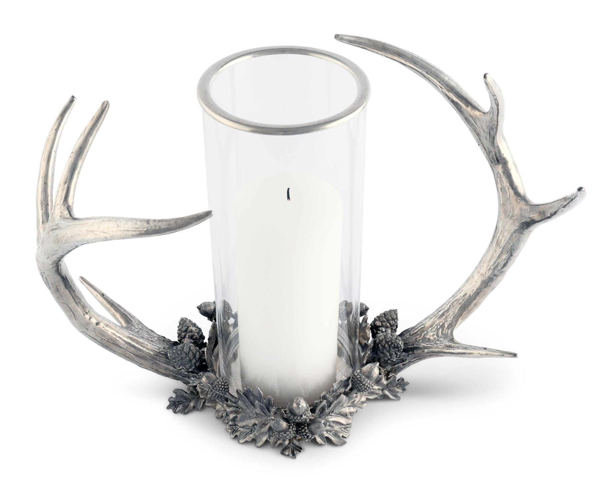 Vagabond House Lodge Style Pewter Antler Hurricane