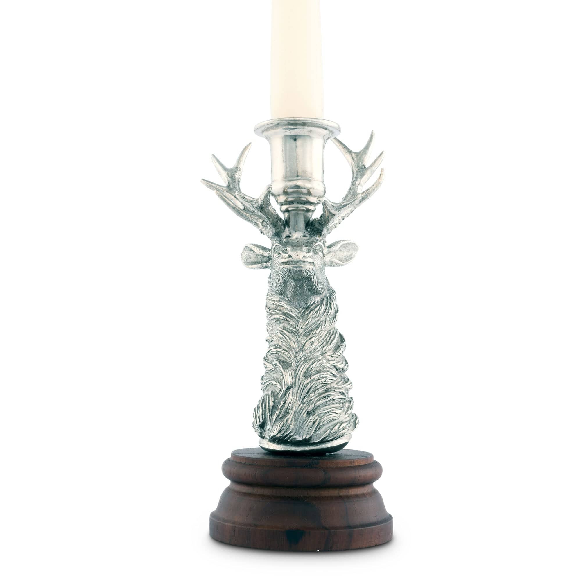 Vagabond House Lodge Style Pewter Elk 1 Taper Candlestick