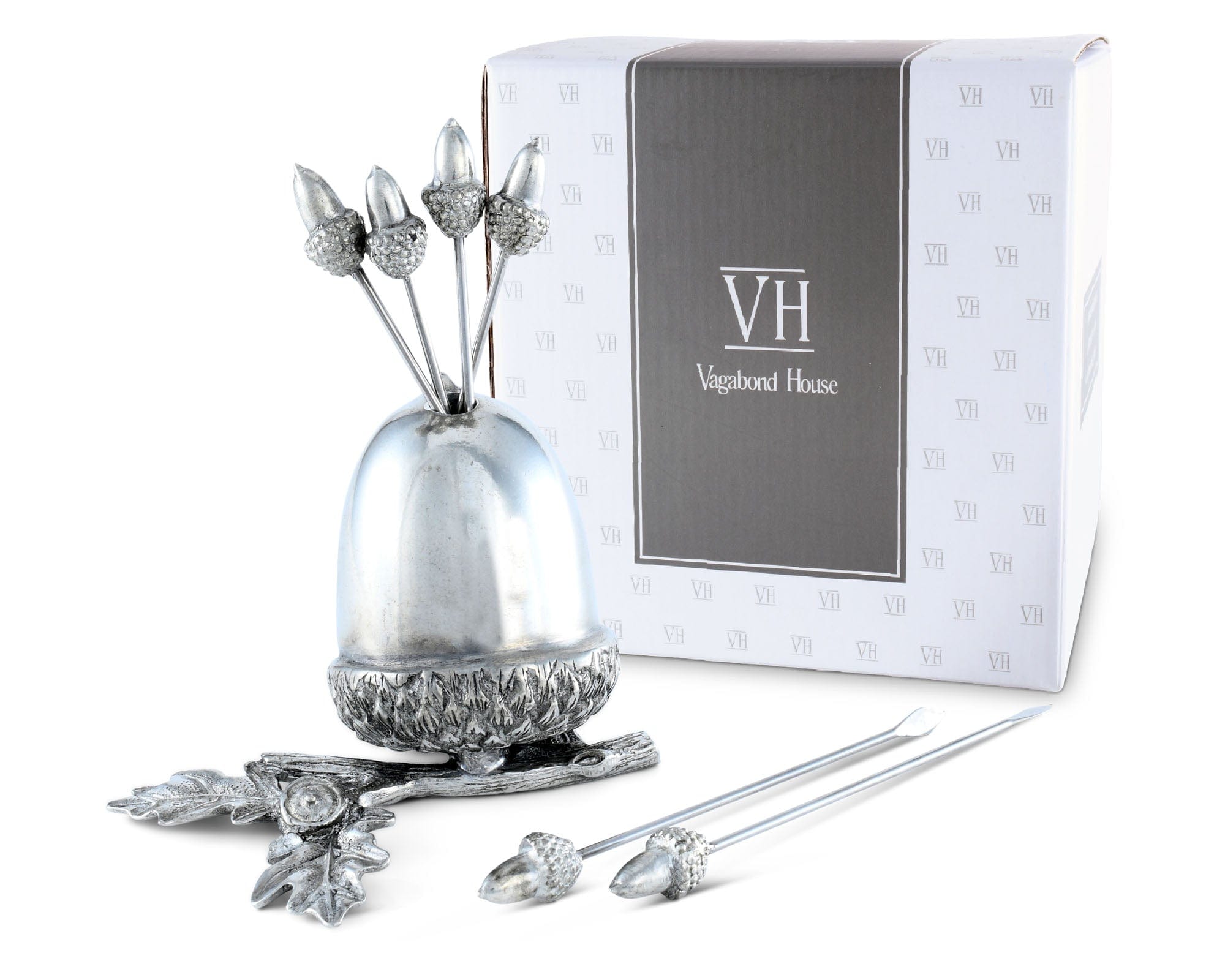 Vagabond House Majestic Forest Pewter Acorn Cheese Pick Set