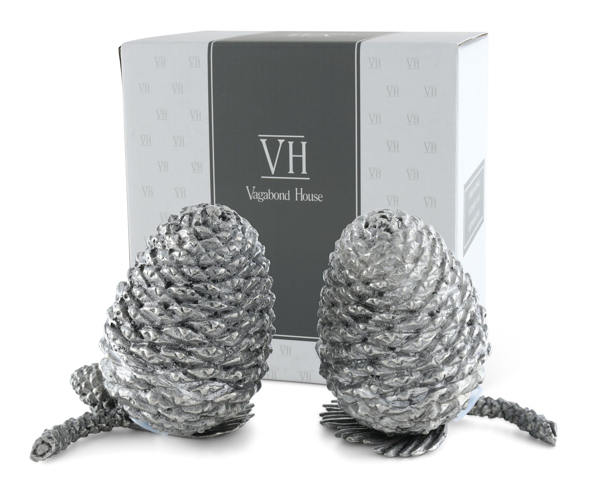 Vagabond House Majestic Forest Pewter Pine Cones Salt & Pepper Set