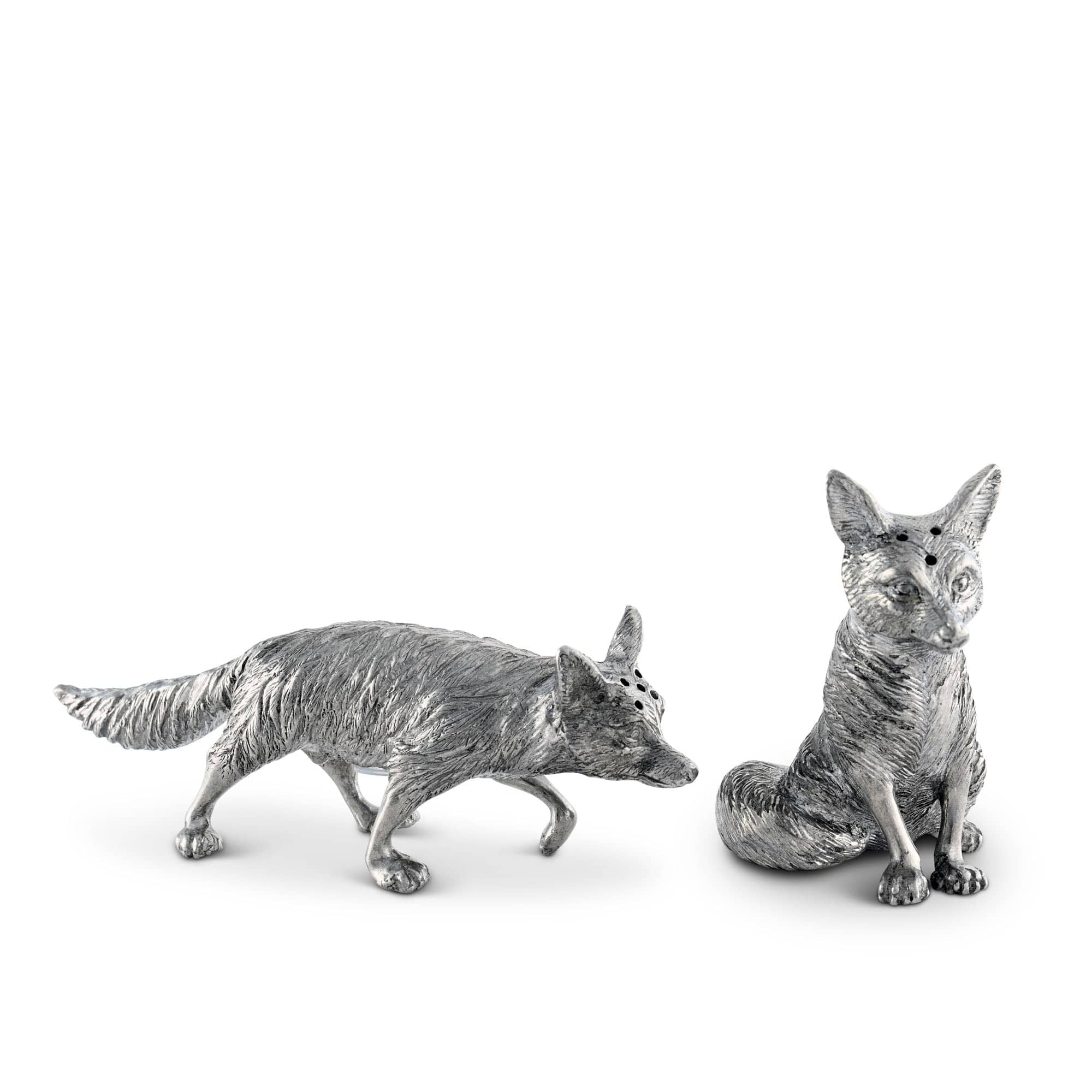 Vagabond House Morning Hunt Pewter Foxes Salt & Pepper Set