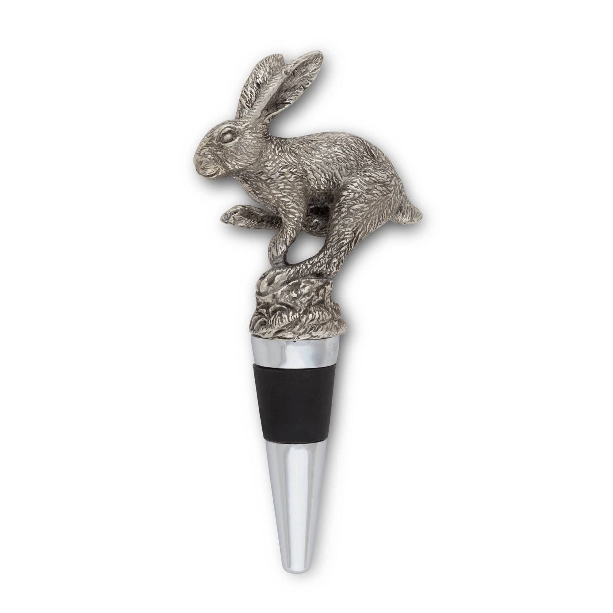 Vagabond House Morning Hunt Pewter Jumping Hare Bottle Stopper