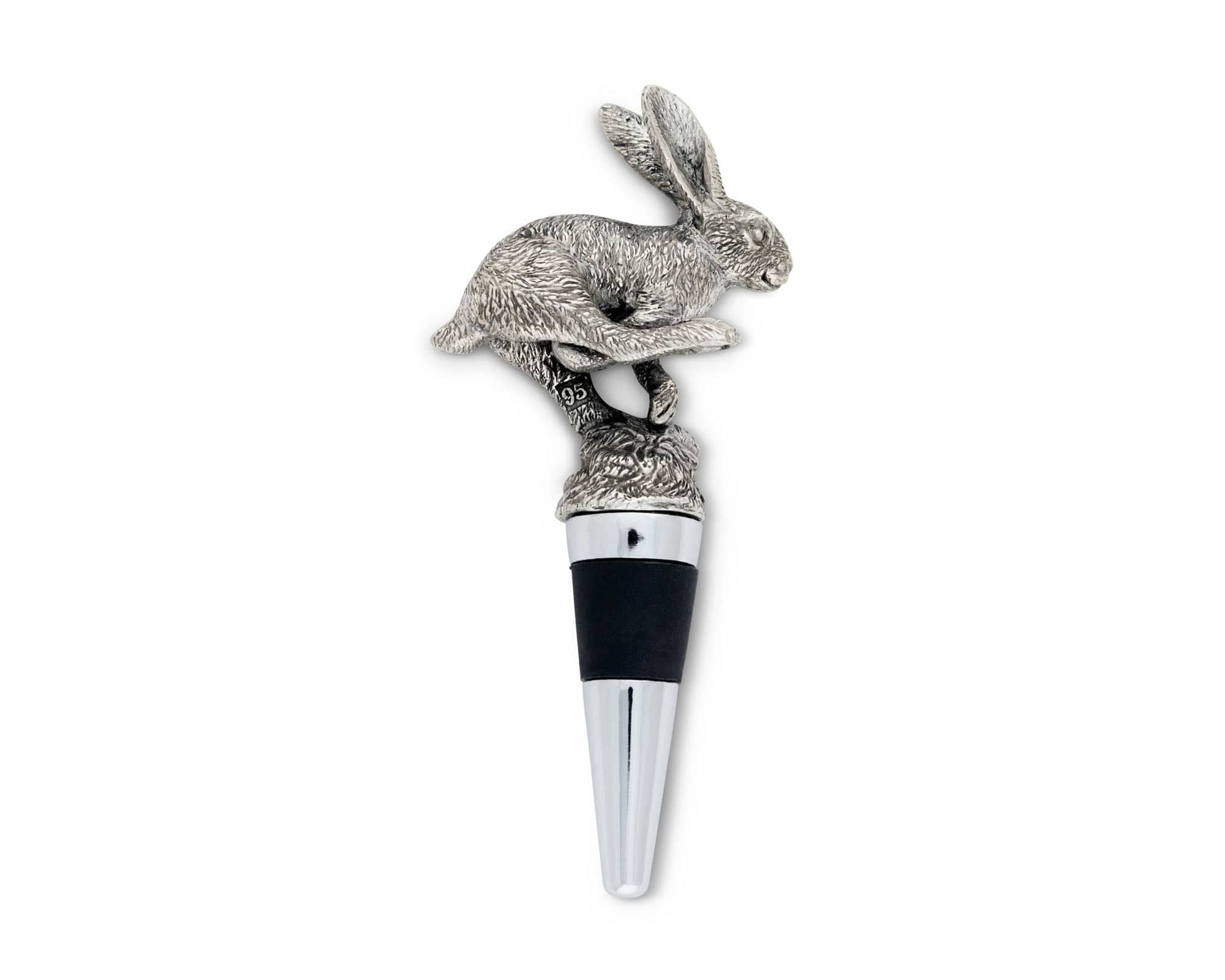 Vagabond House Morning Hunt Pewter Jumping Hare Bottle Stopper