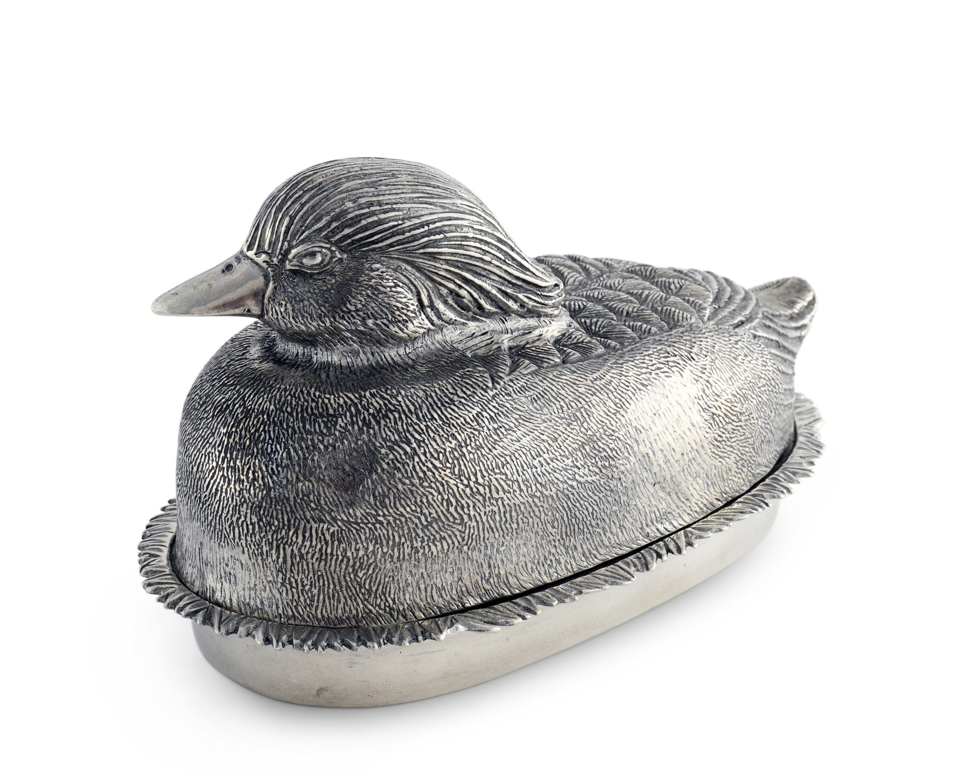 Vagabond House Morning Hunt Pewter Mallard Duck Butter Dish