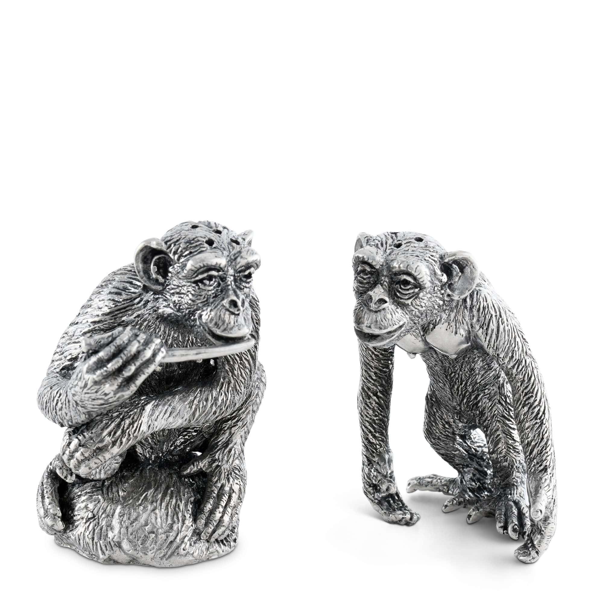 Vagabond House Safari Pewter Chimp Salt and Pepper