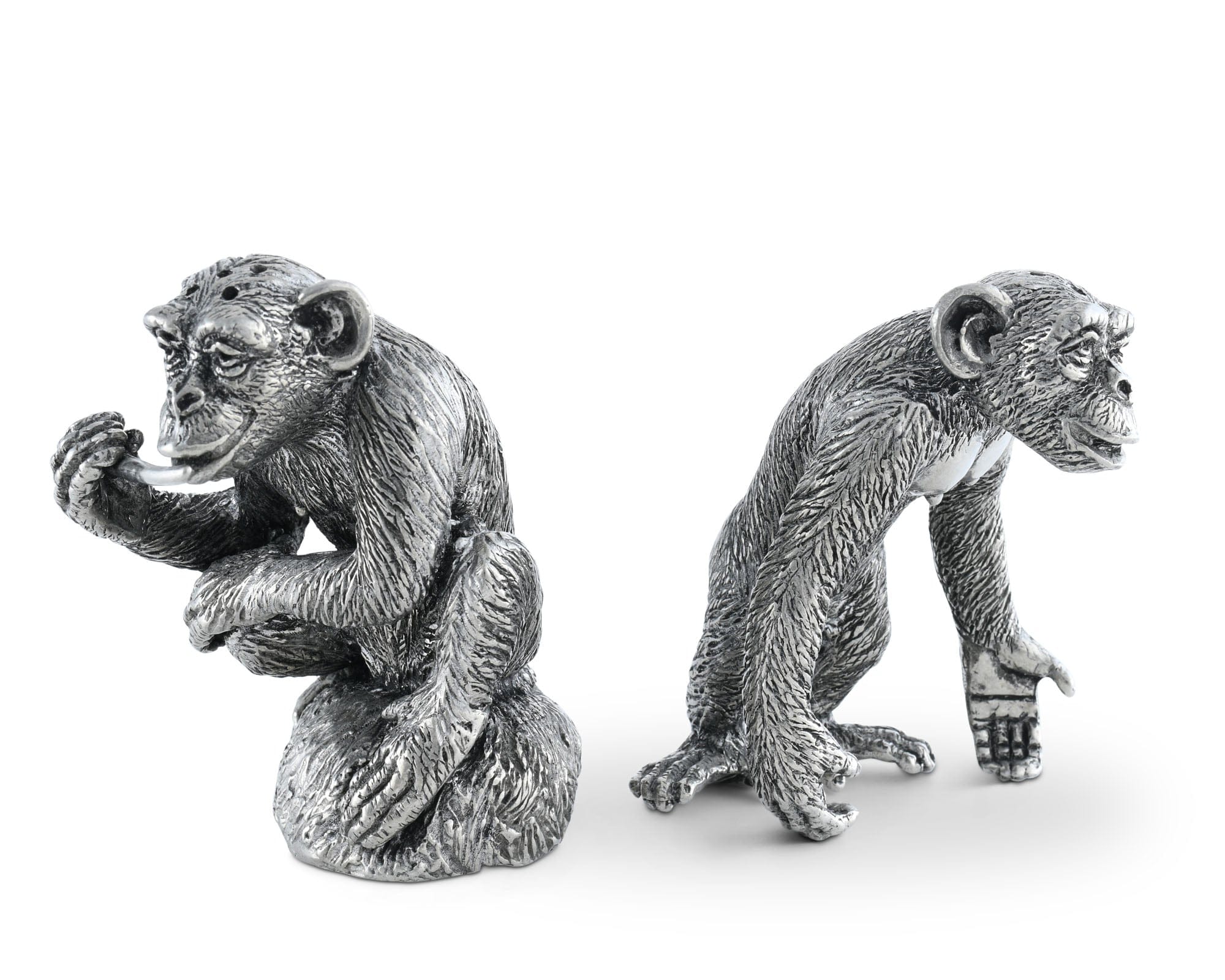 Vagabond House Safari Pewter Chimp Salt and Pepper