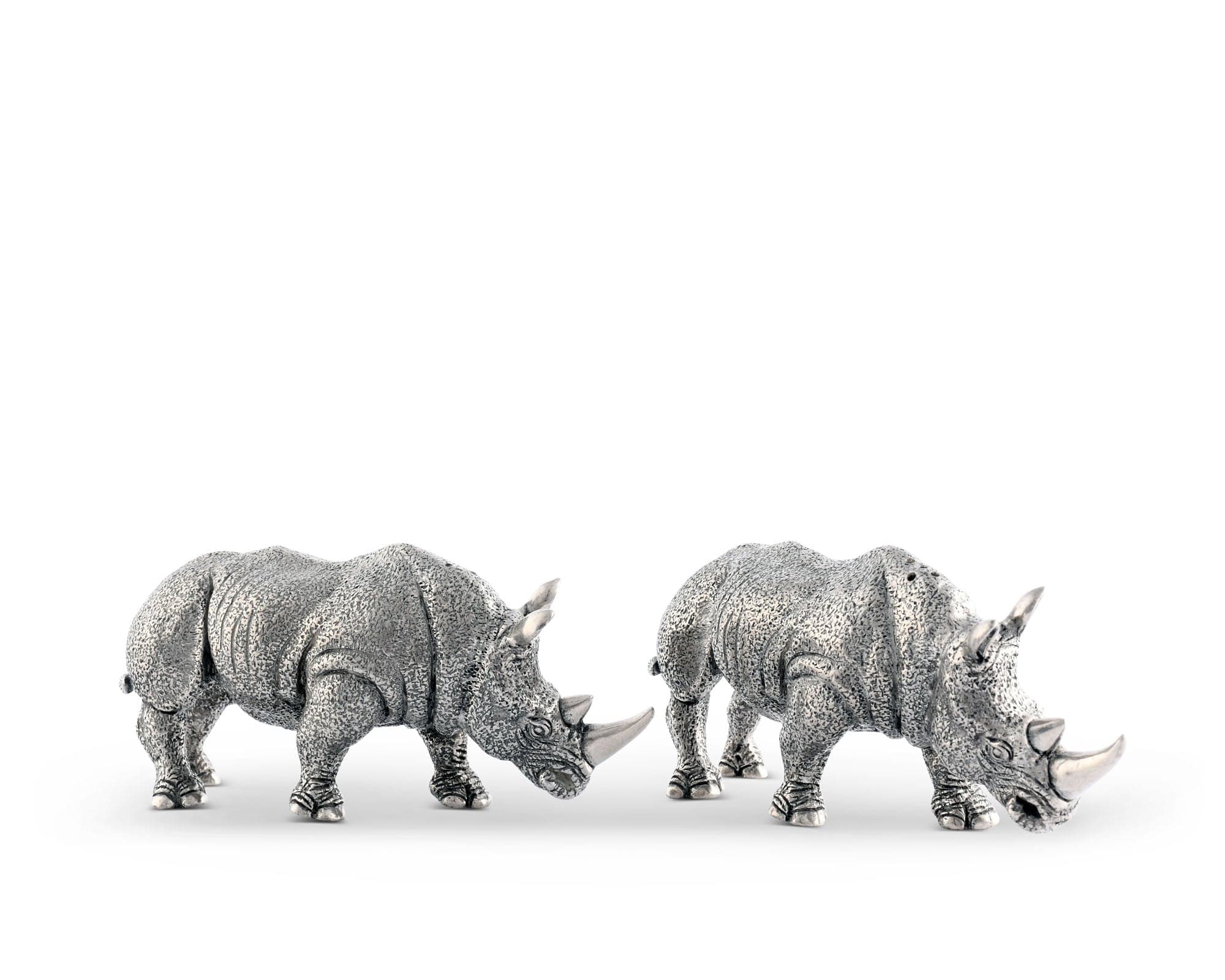 Vagabond House Safari Pewter Rhinos Salt & Pepper Set