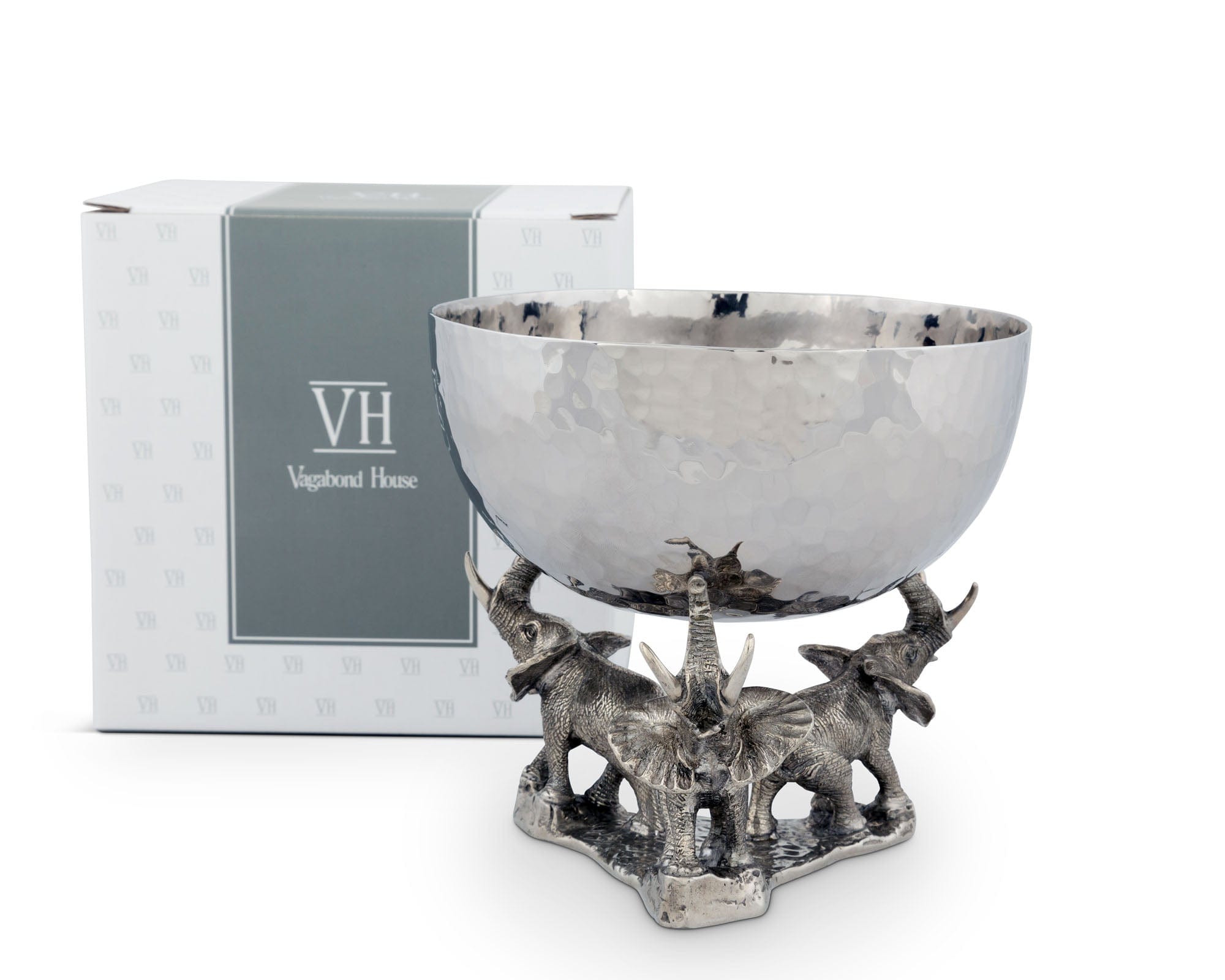 Vagabond House Safari Stainless Nut Bowl - Pewter Elephant Base