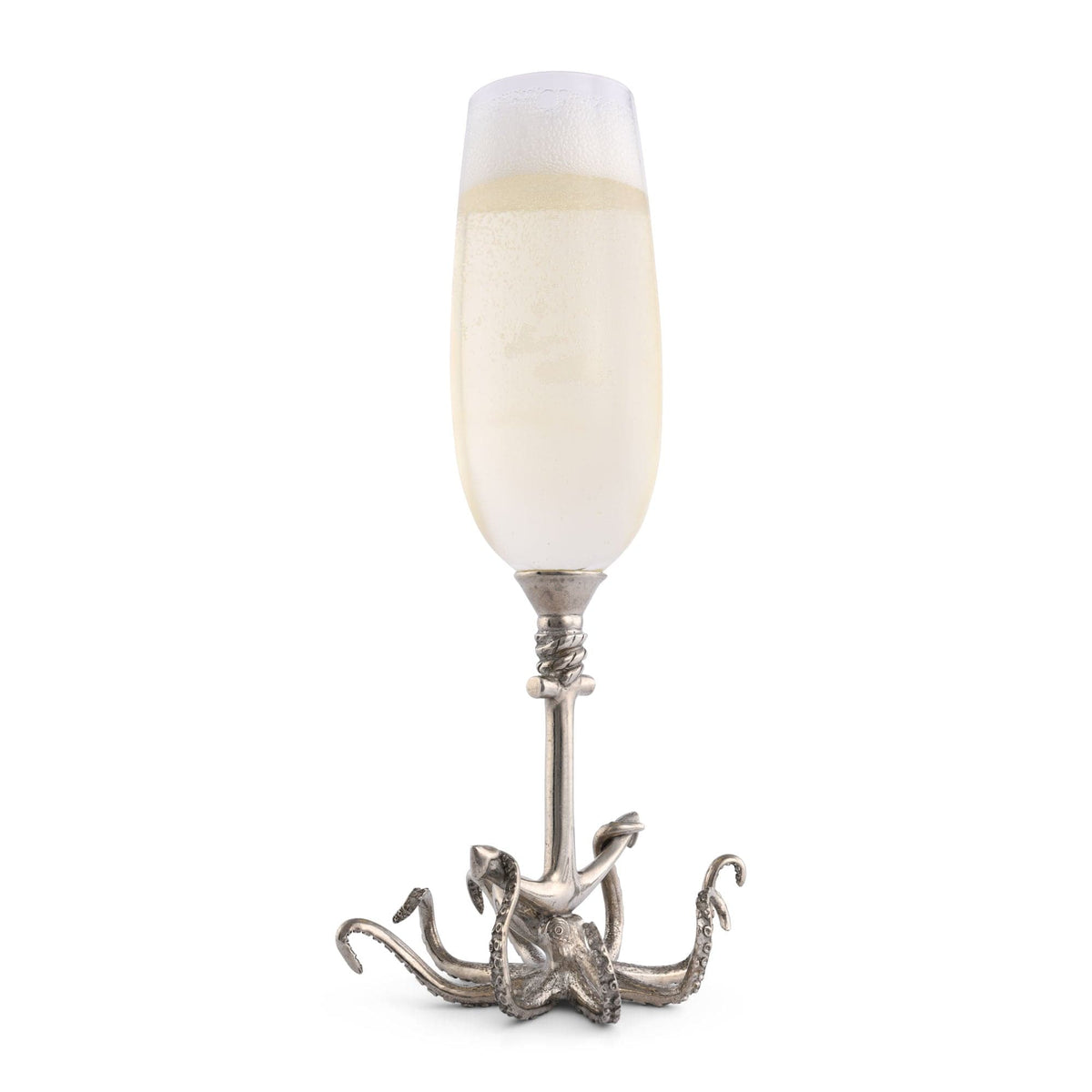 Vagabond House Sea and Shore Octopus Pewter Stem Champagne Flute