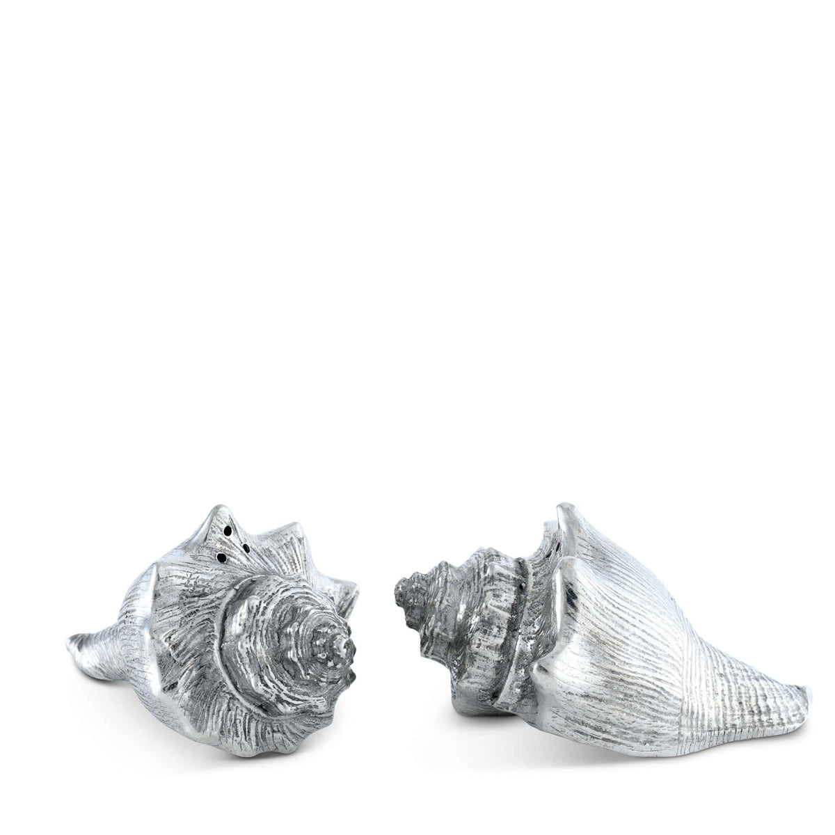 Vagabond House Sea and Shore Pewter Conch Shells Salt &amp; Pepper Set