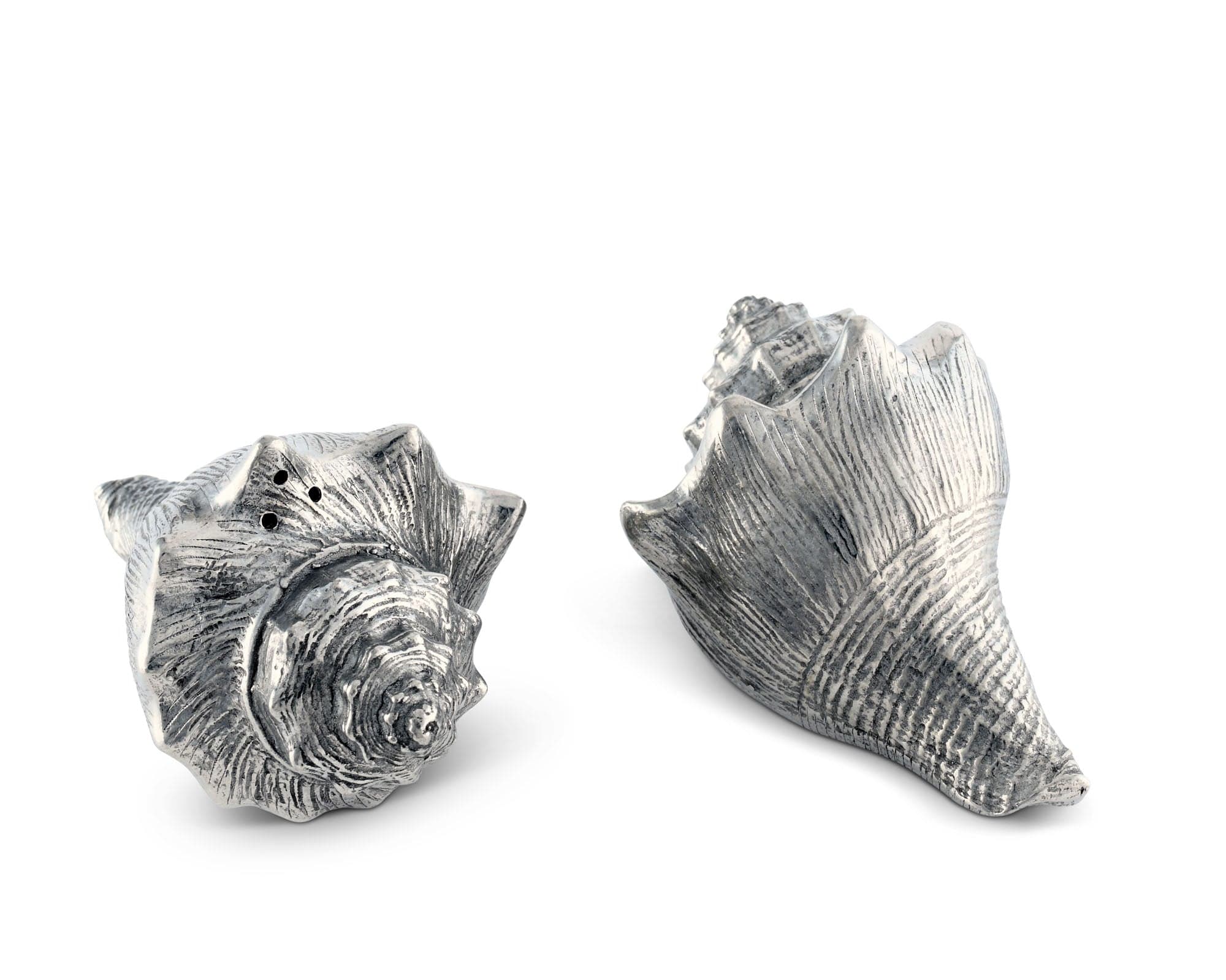 Vagabond House Sea and Shore Pewter Conch Shells Salt & Pepper Set